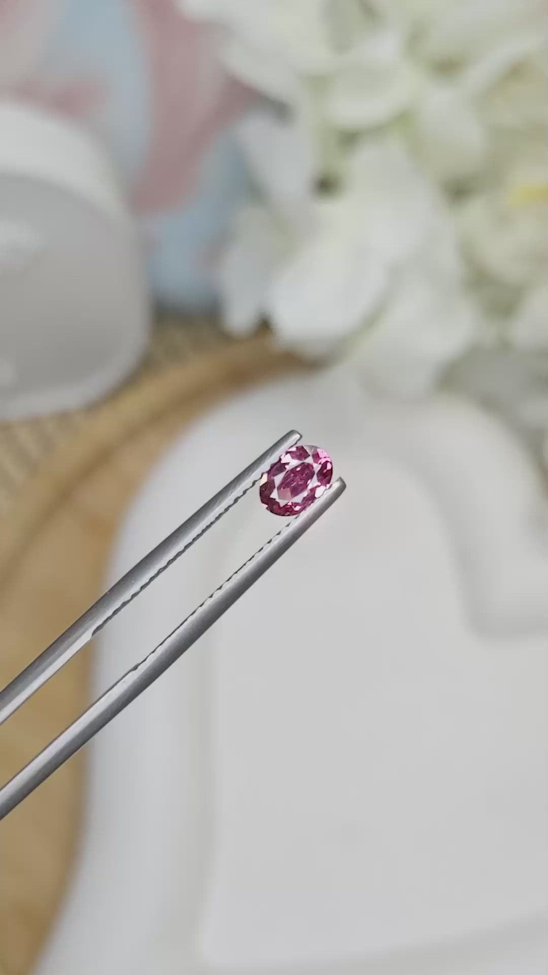 0.44 Ct. Purplish Pink Rhodolite Garnet from Ceylon (Sri Lanka) Size Video