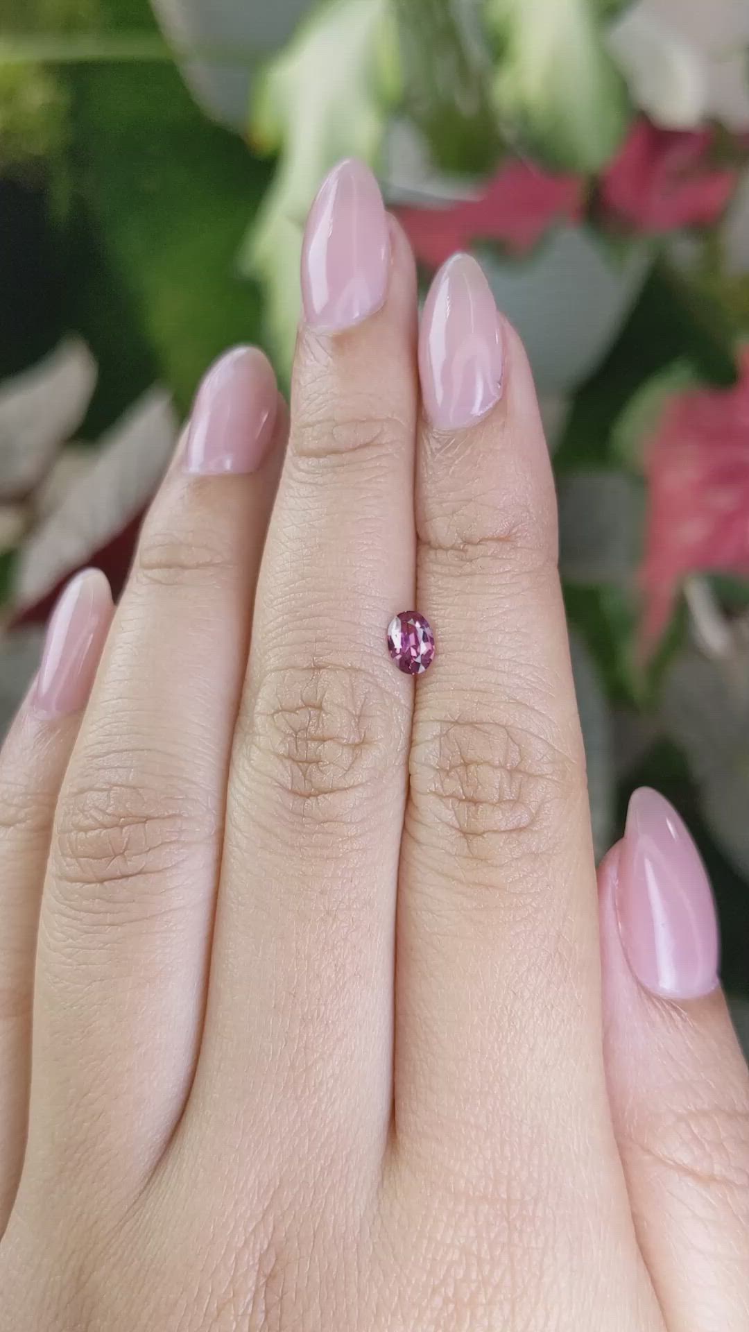 0.44 Ct. Purplish Pink Rhodolite Garnet from Ceylon (Sri Lanka) Size Video