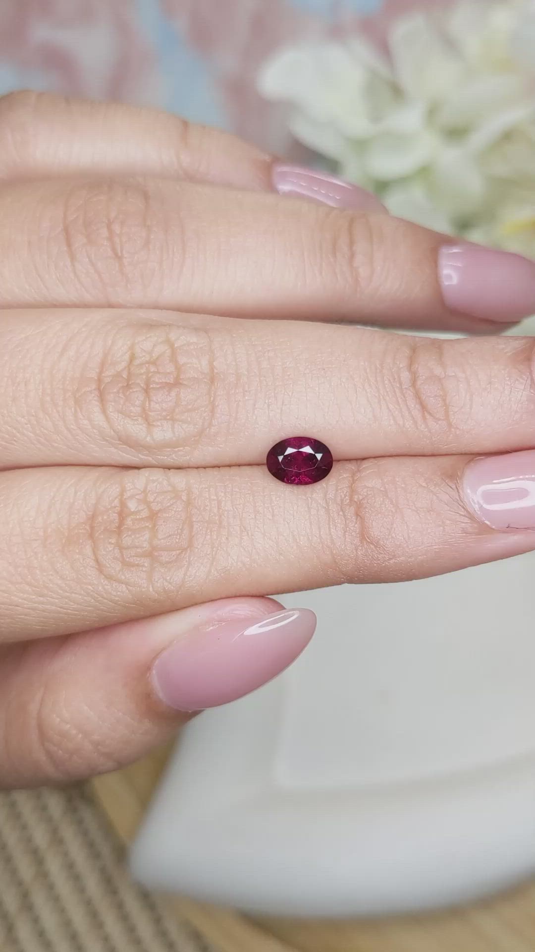 0.86 Ct. Purplish Red Rhodolite Garnet from Ceylon (Sri Lanka) Size Video