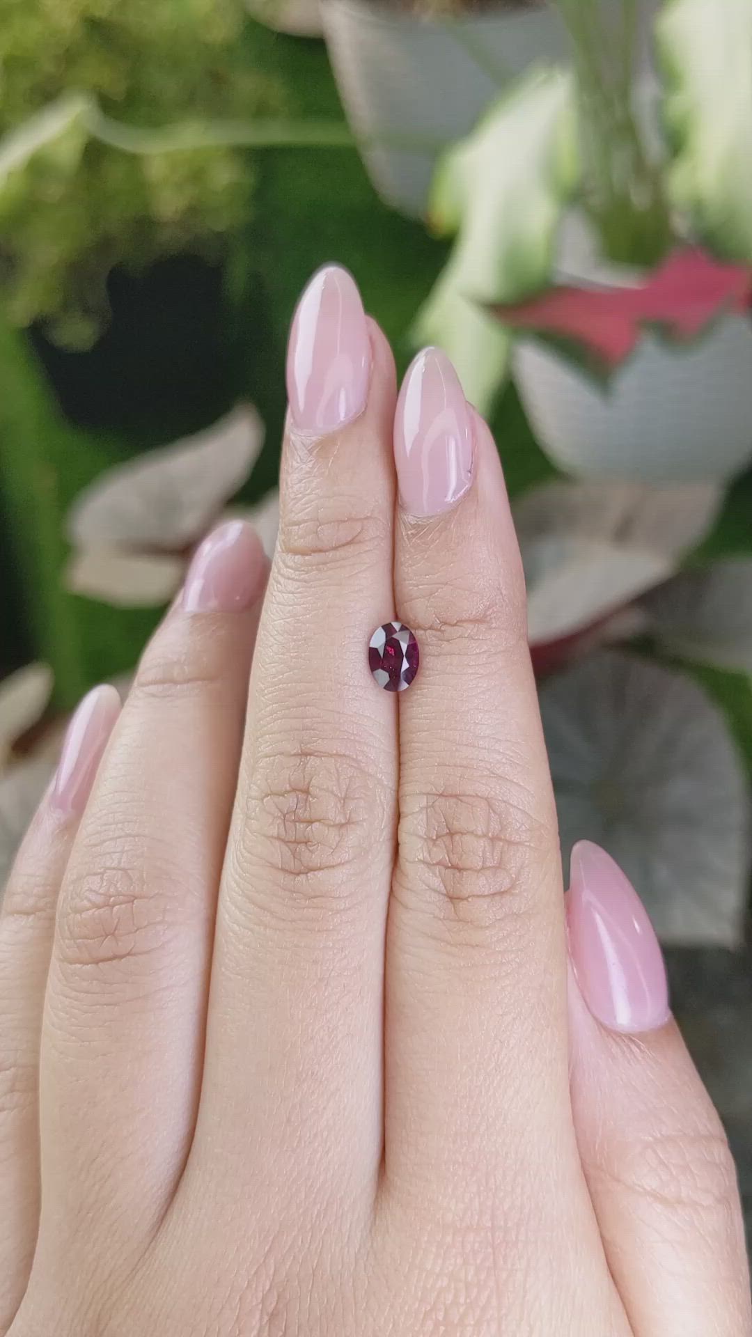 0.86 Ct. Purplish Red Rhodolite Garnet from Ceylon (Sri Lanka) Size Video