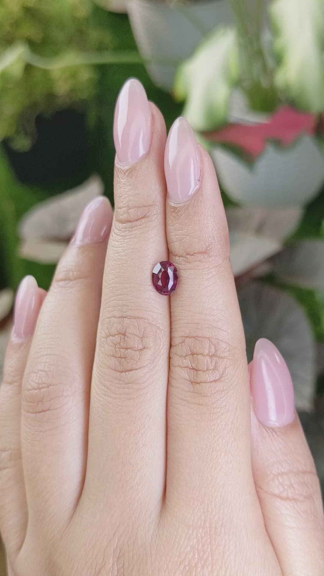 1.29 Ct. Purplish Red Rhodolite Garnet from Ceylon (Sri Lanka) Size Video