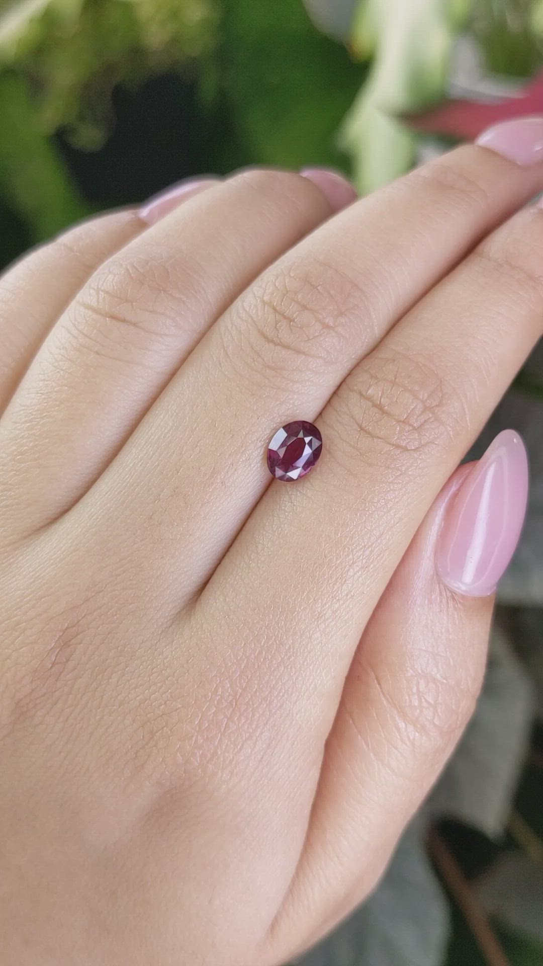 1.29 Ct. Purplish Red Rhodolite Garnet from Ceylon (Sri Lanka) Size Video