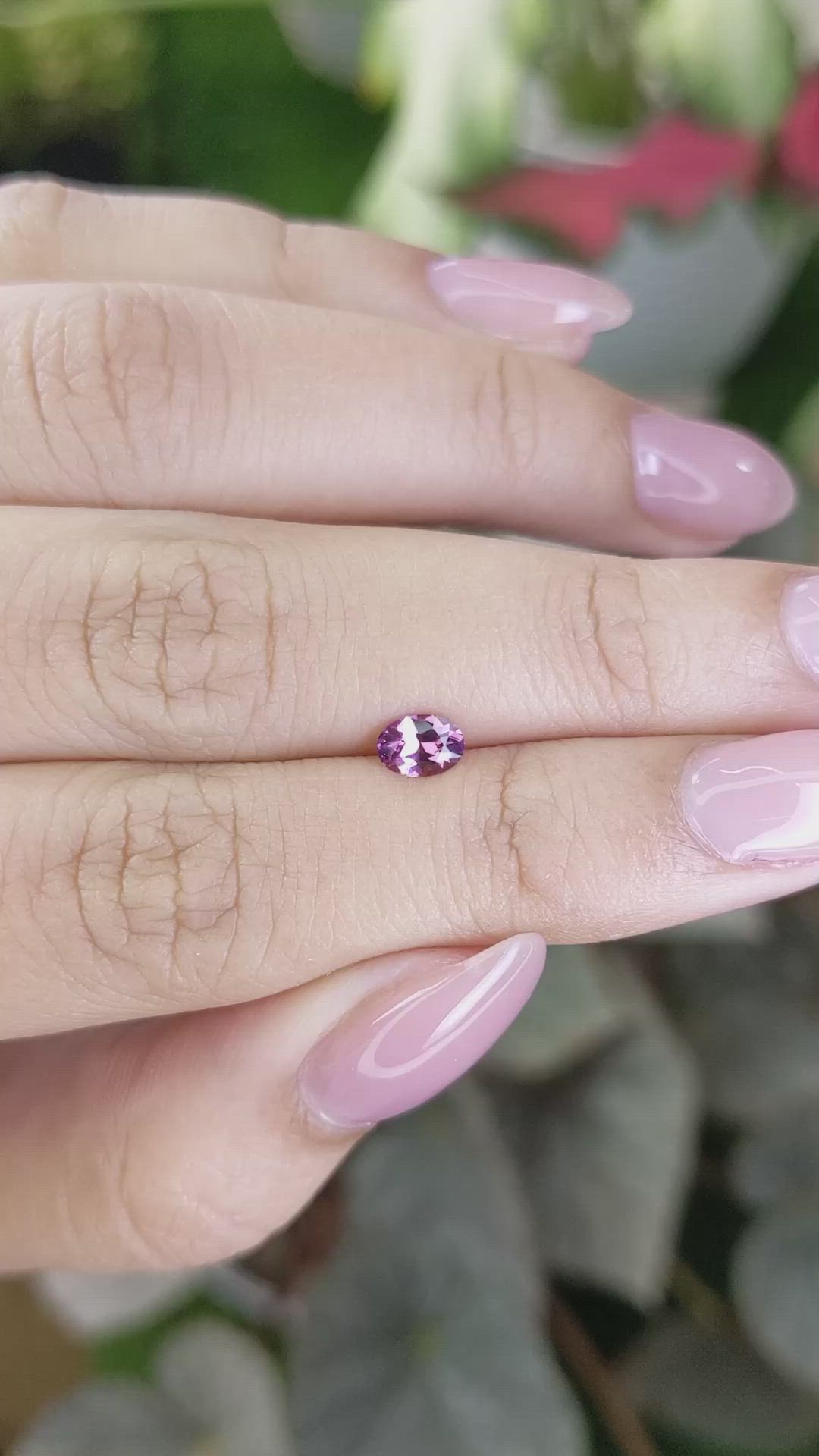 0.42 Ct. Pinkish Purple Rhodolite Garnet from Ceylon (Sri Lanka) Size Video