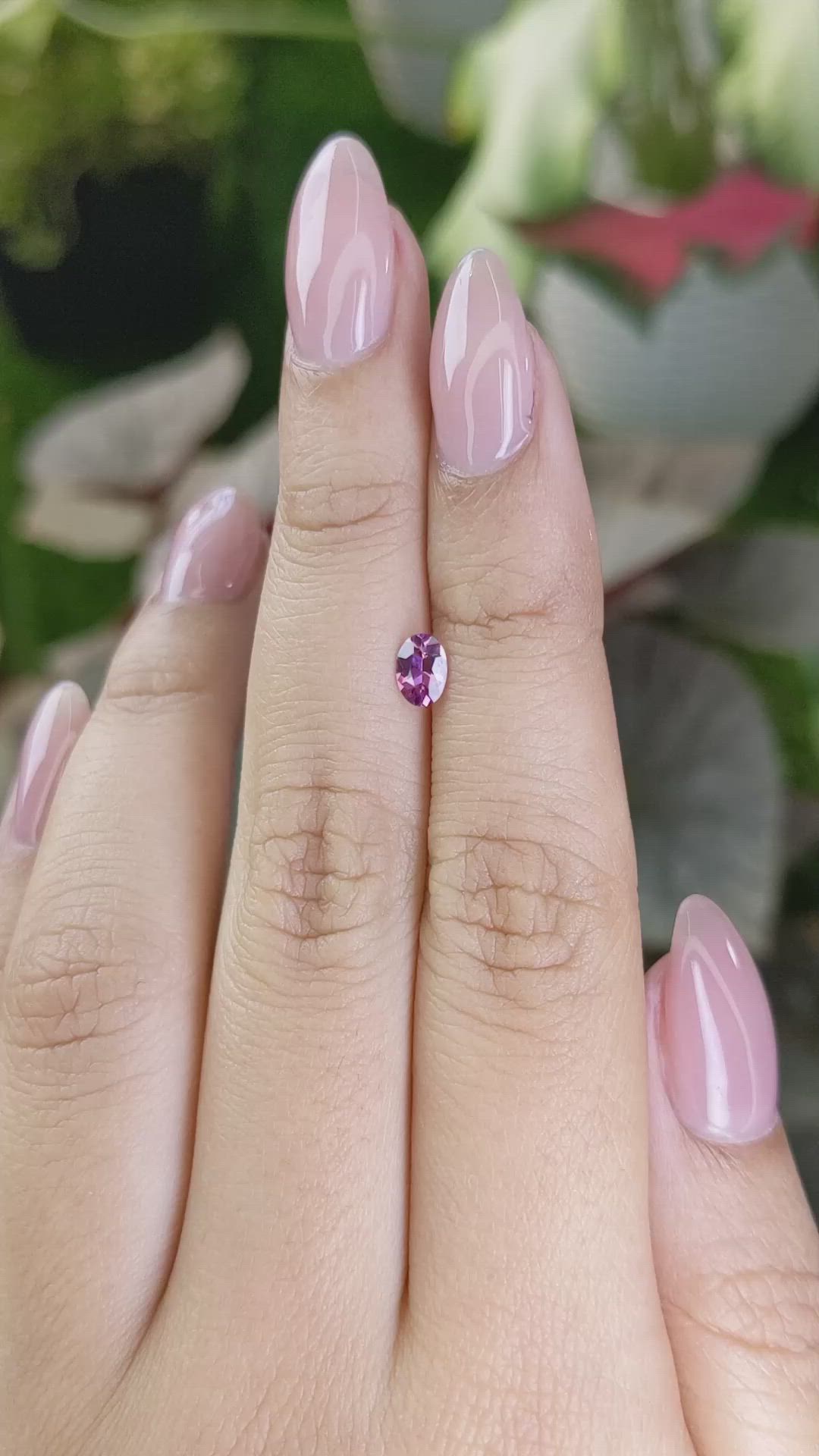 0.42 Ct. Pinkish Purple Rhodolite Garnet from Ceylon (Sri Lanka) Size Video