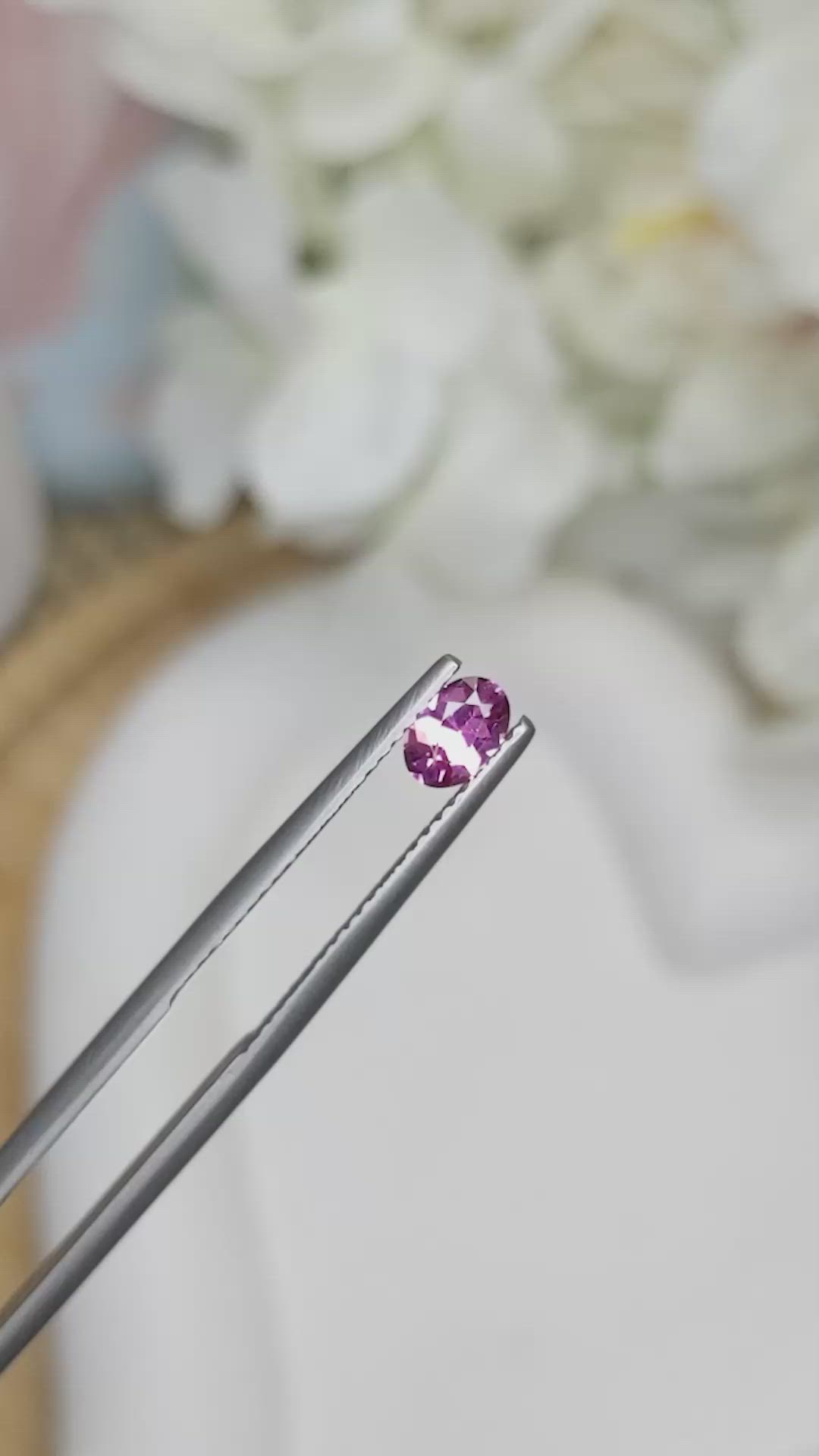 0.42 Ct. Pinkish Purple Rhodolite Garnet from Ceylon (Sri Lanka) Size Video