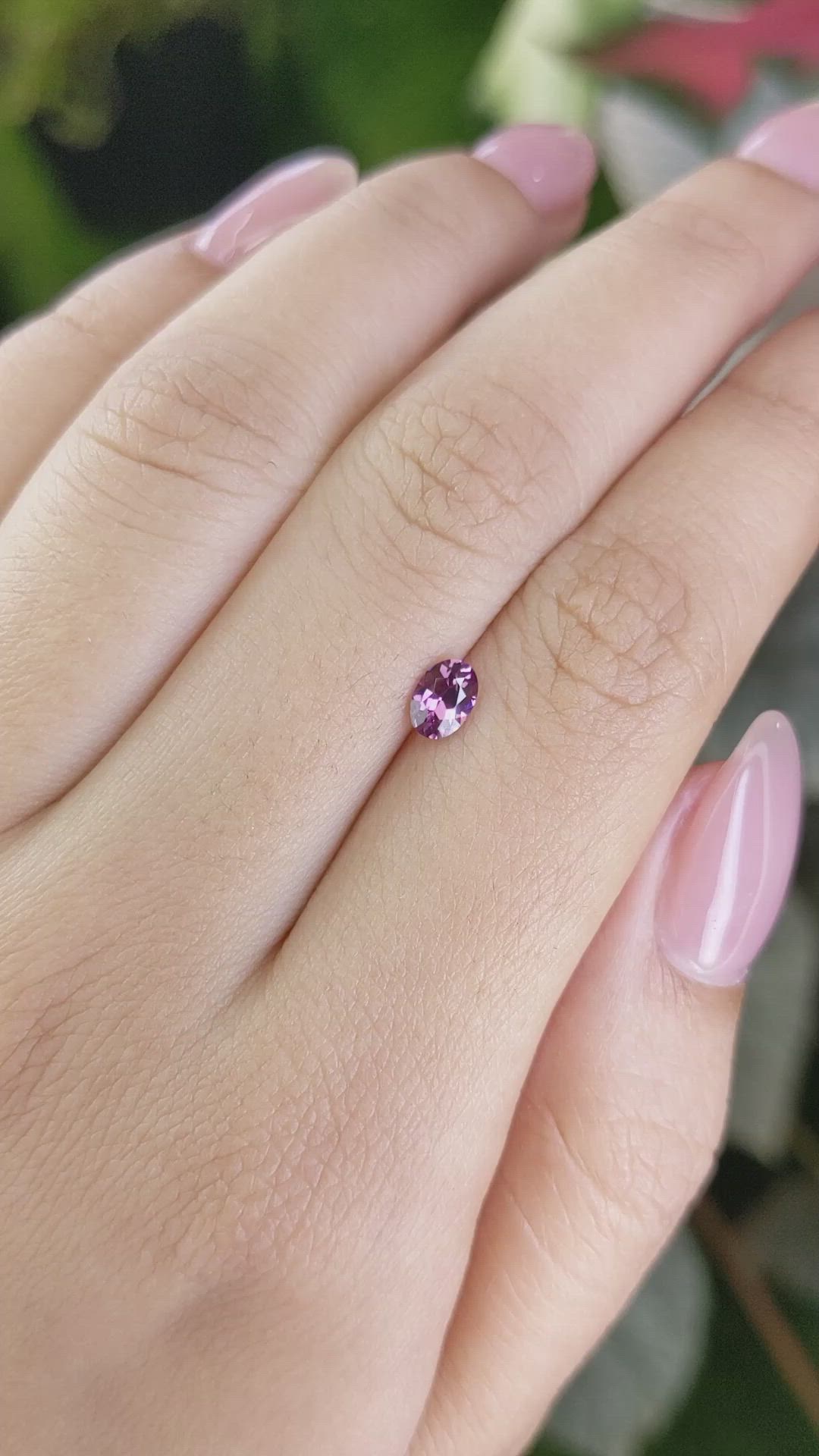 0.42 Ct. Pinkish Purple Rhodolite Garnet from Ceylon (Sri Lanka) Size Video