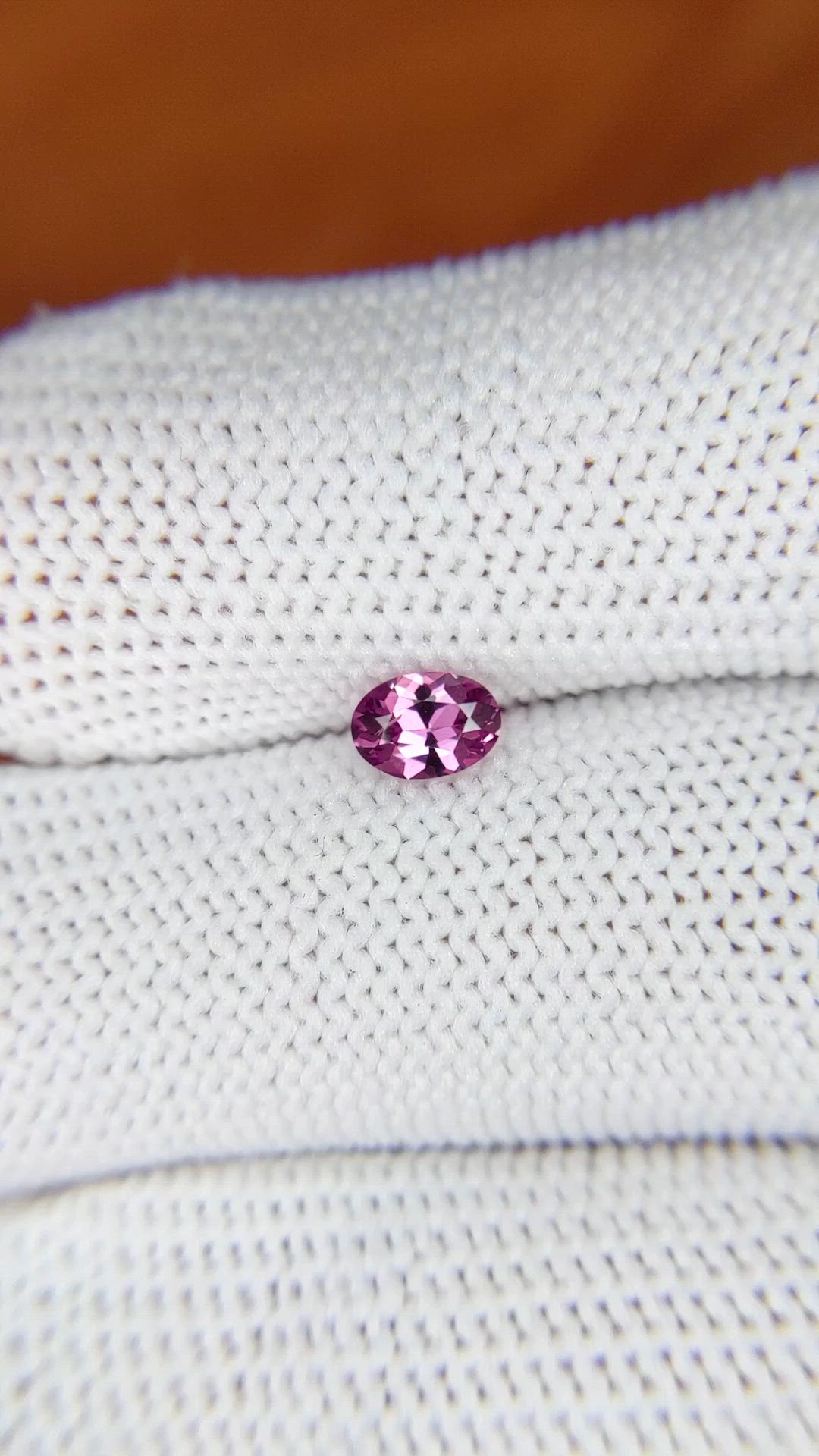 0.42 Ct. Pinkish Purple Rhodolite Garnet from Ceylon (Sri Lanka) Size Video