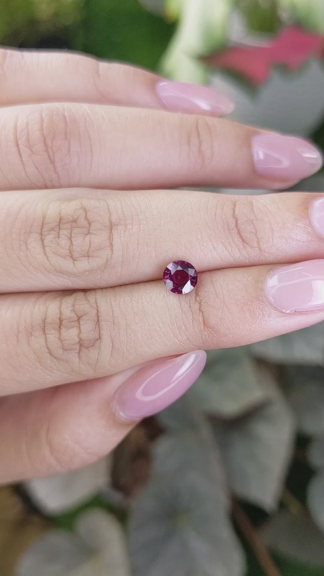 0.91 Ct. Reddish Purple Rhodolite Garnet from Ceylon (Sri Lanka) Size Video