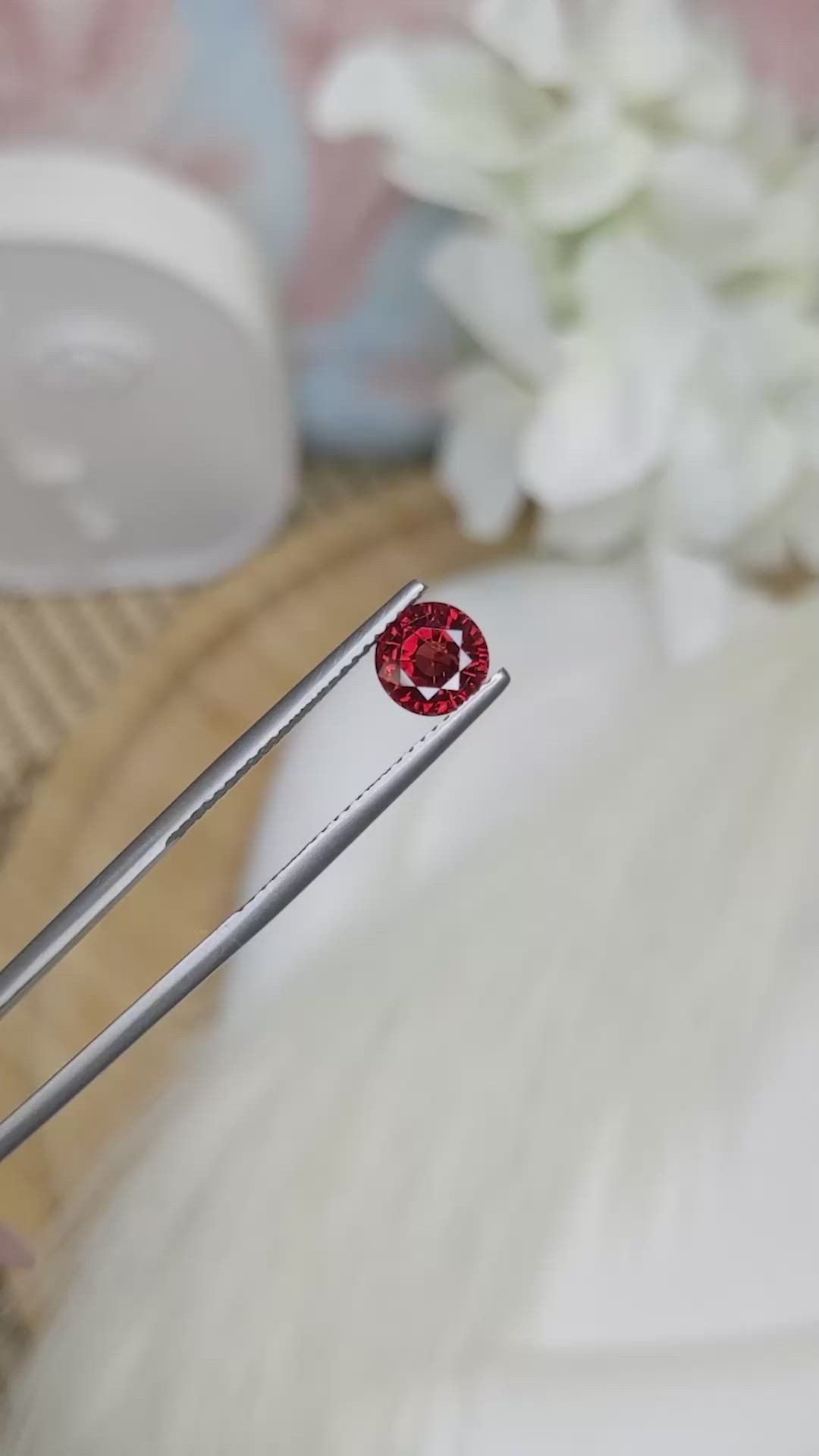1.28 Ct. Red Garnet from Ceylon (Sri Lanka) Size Video