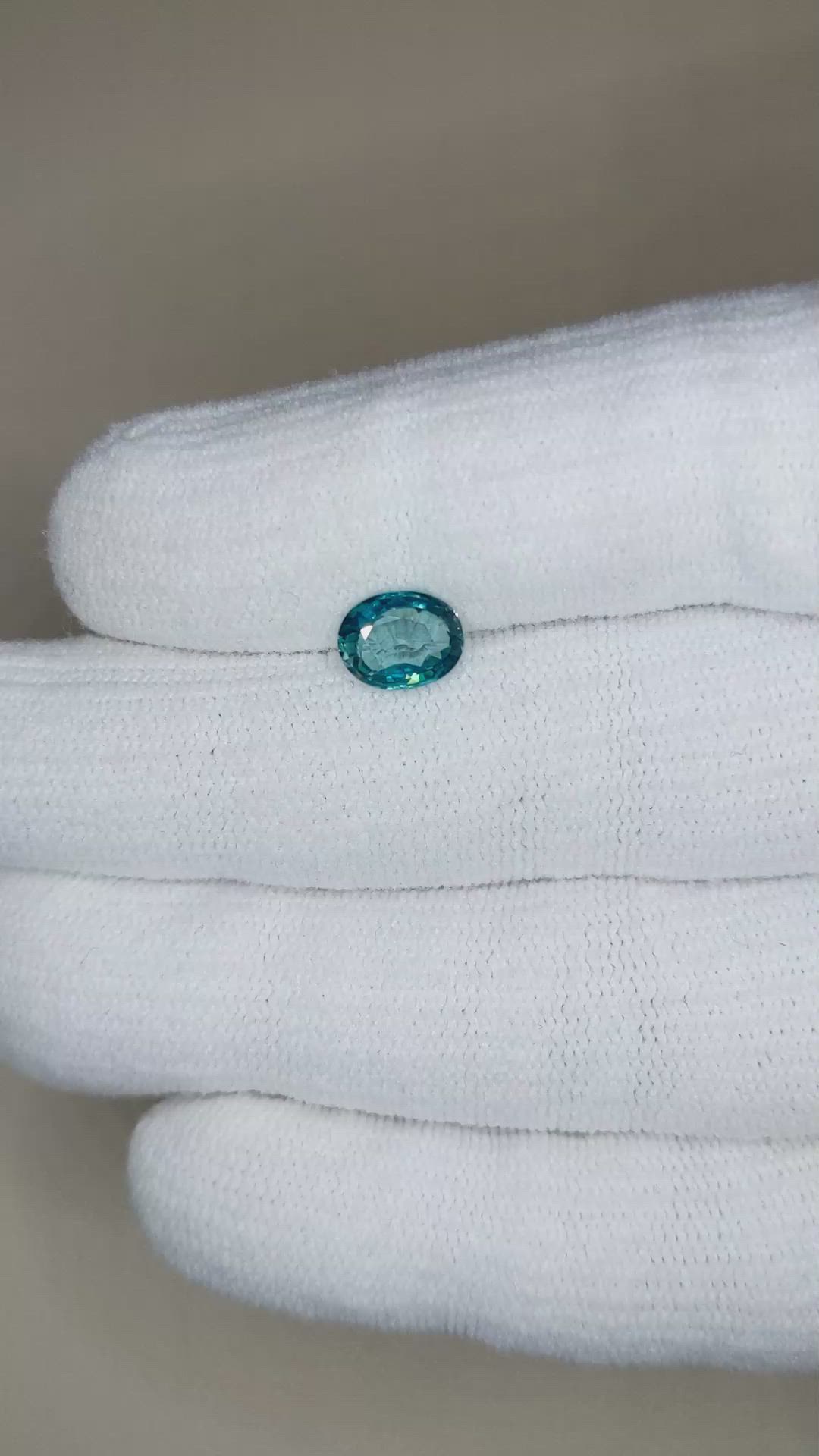 1.75 Ct. Greenish Blue Zircon from Cambodia Size Video