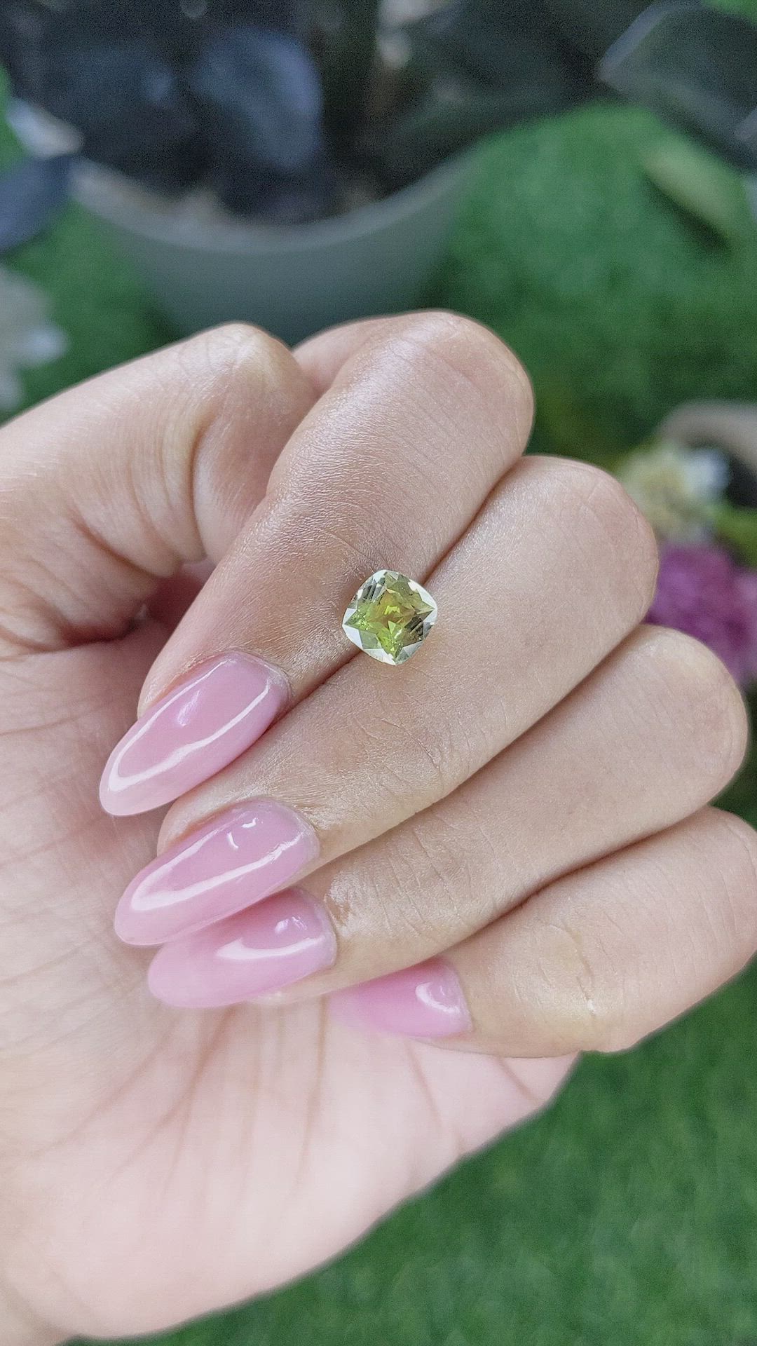 1.43 Ct. Yellowish Green Chrysoberyl from Ceylon (Sri Lanka) Size Video