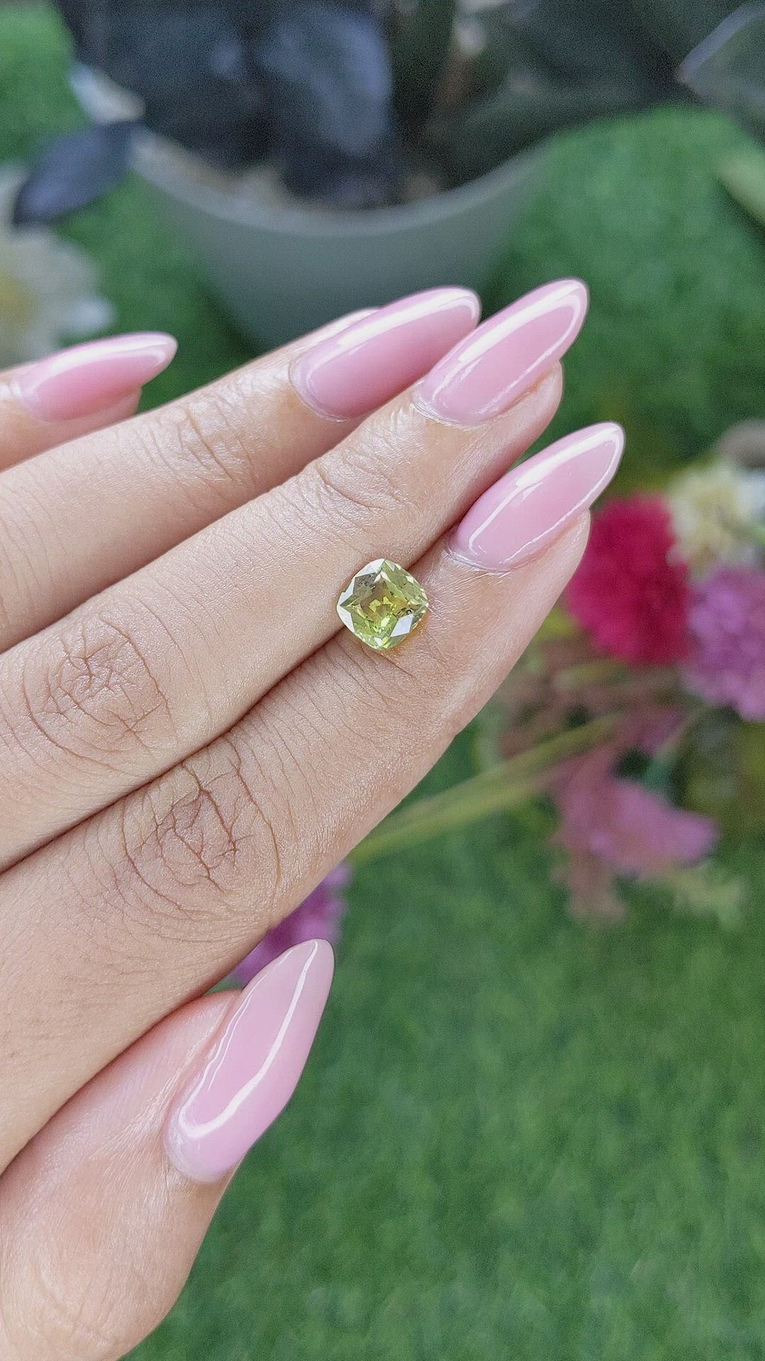 1.43 Ct. Yellowish Green Chrysoberyl from Ceylon (Sri Lanka) Size Video