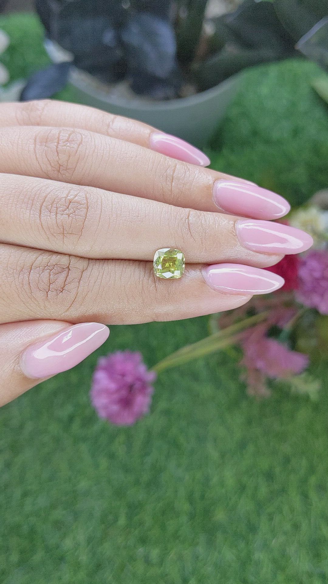 1.43 Ct. Yellowish Green Chrysoberyl from Ceylon (Sri Lanka) Size Video