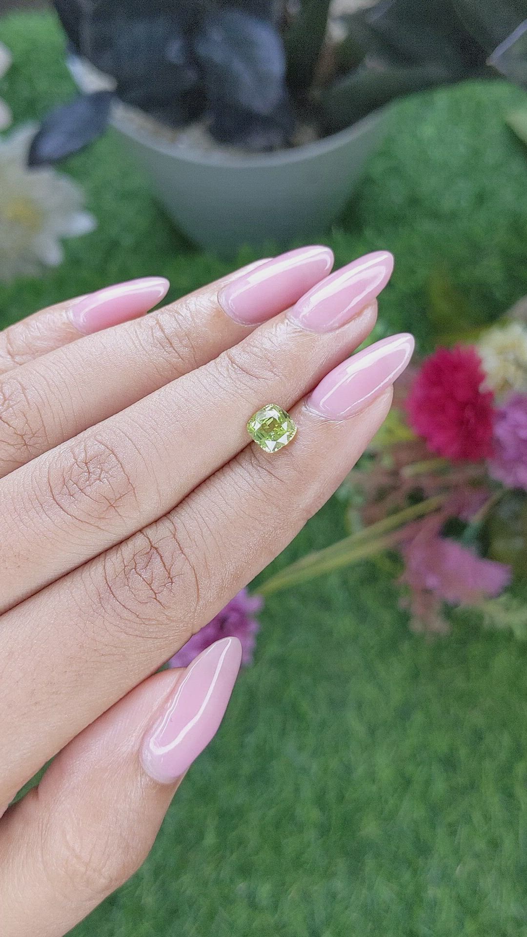 1.15 Ct. Yellowish Green Chrysoberyl from Ceylon (Sri Lanka) Size Video