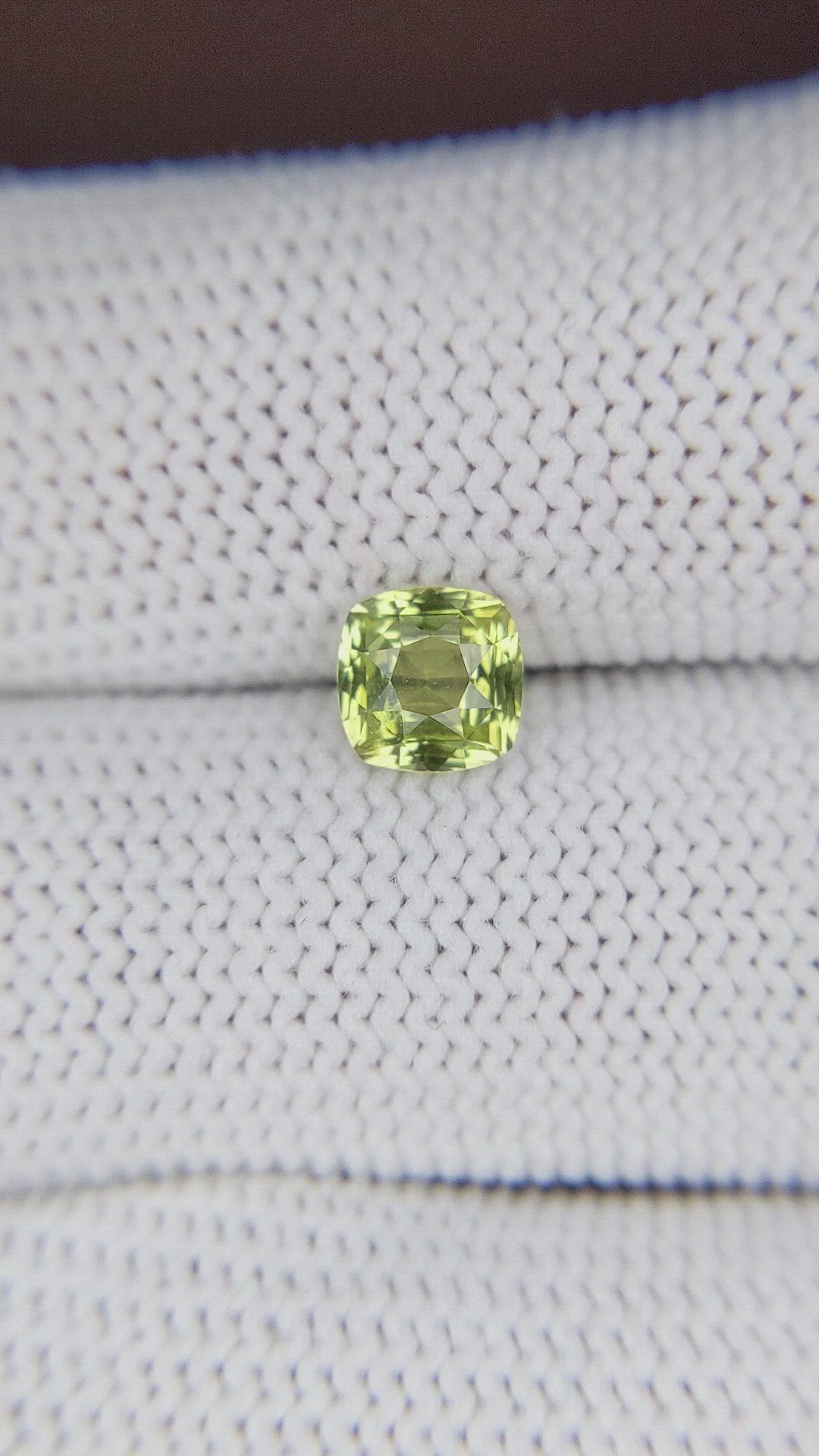 1.15 Ct. Yellowish Green Chrysoberyl from Ceylon (Sri Lanka) Size Video