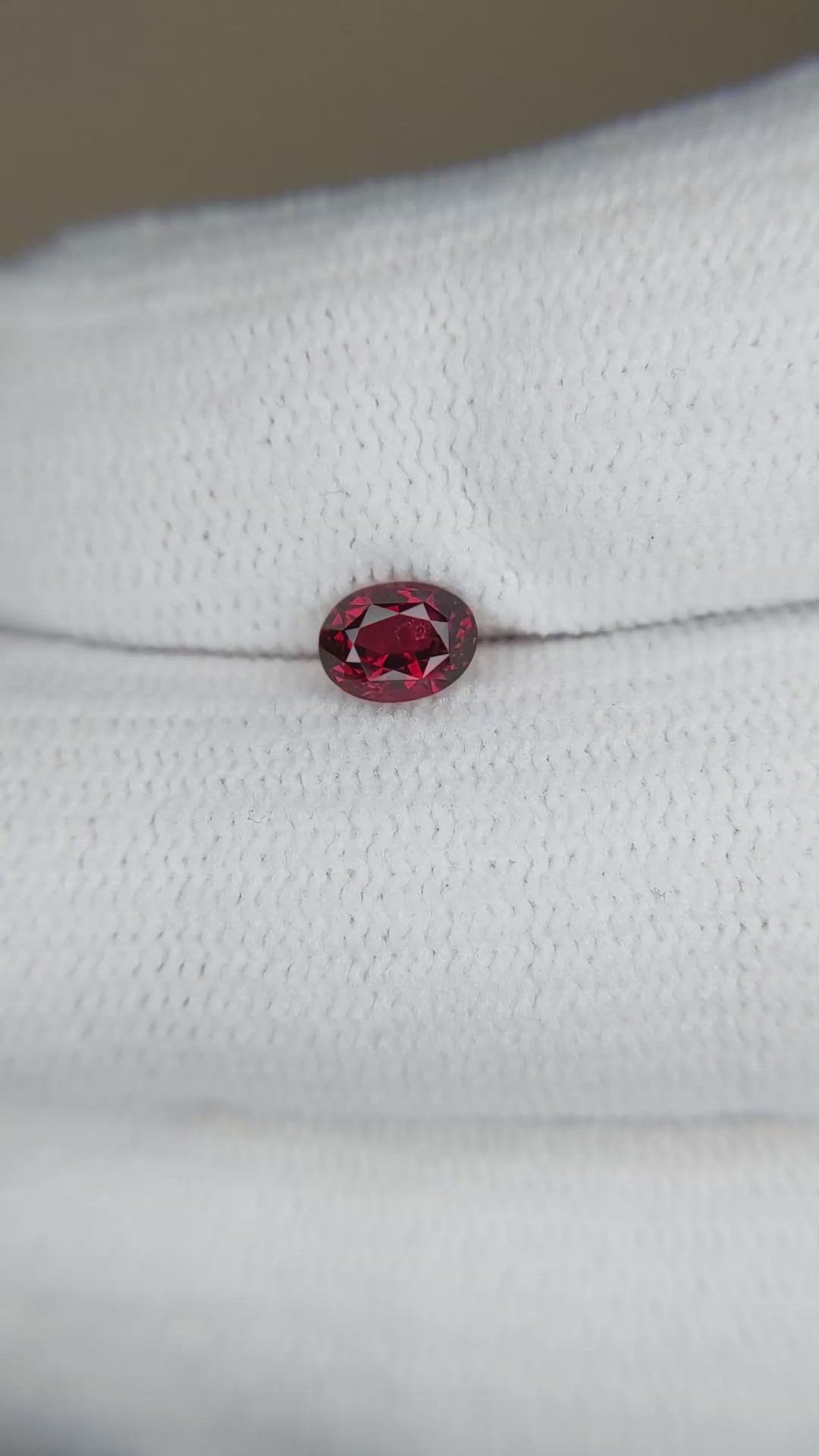 0.65 Ct. Red Spinel from Burma (Myanmar) Size Video