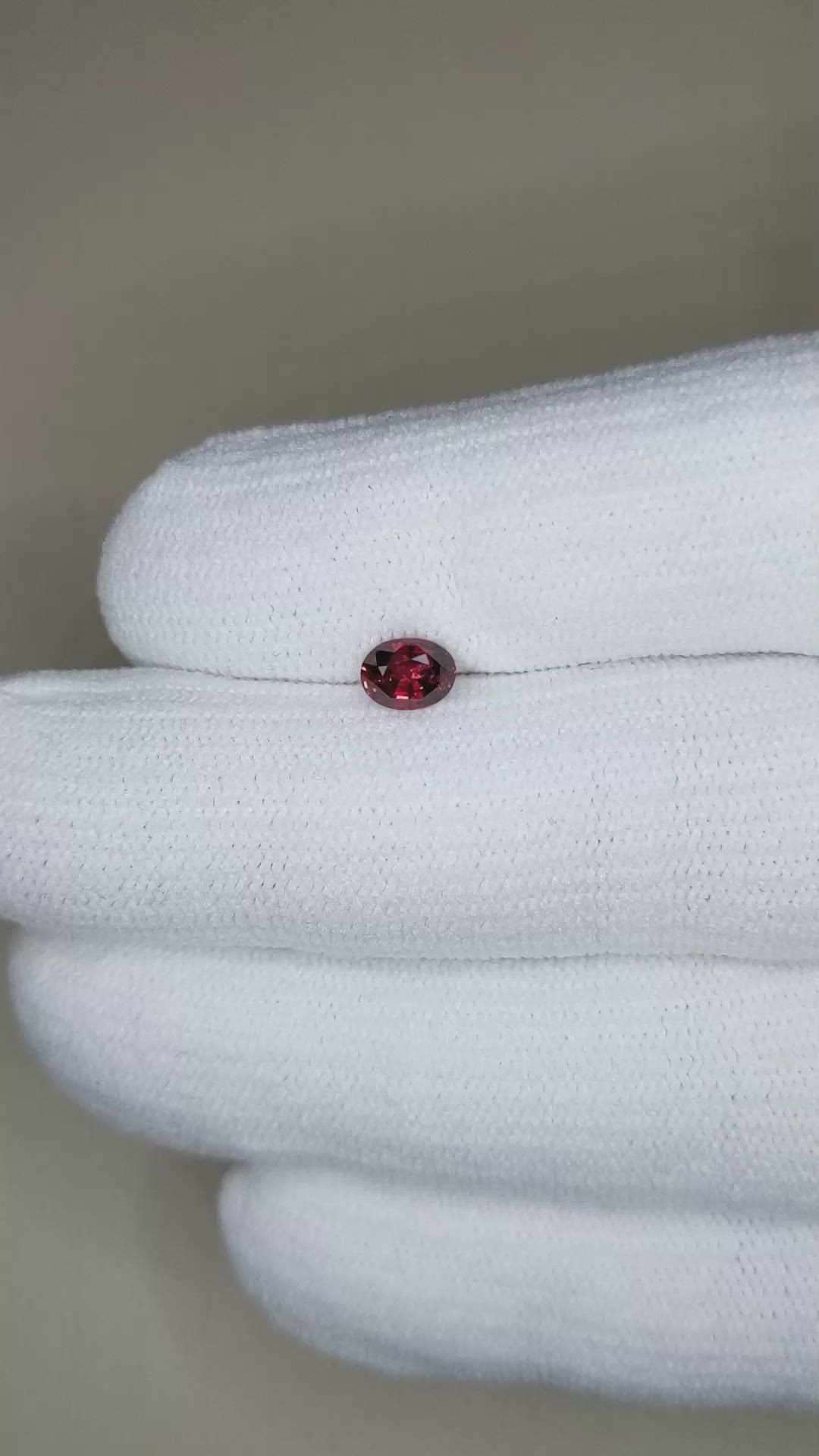 0.65 Ct. Red Spinel from Burma (Myanmar) Size Video