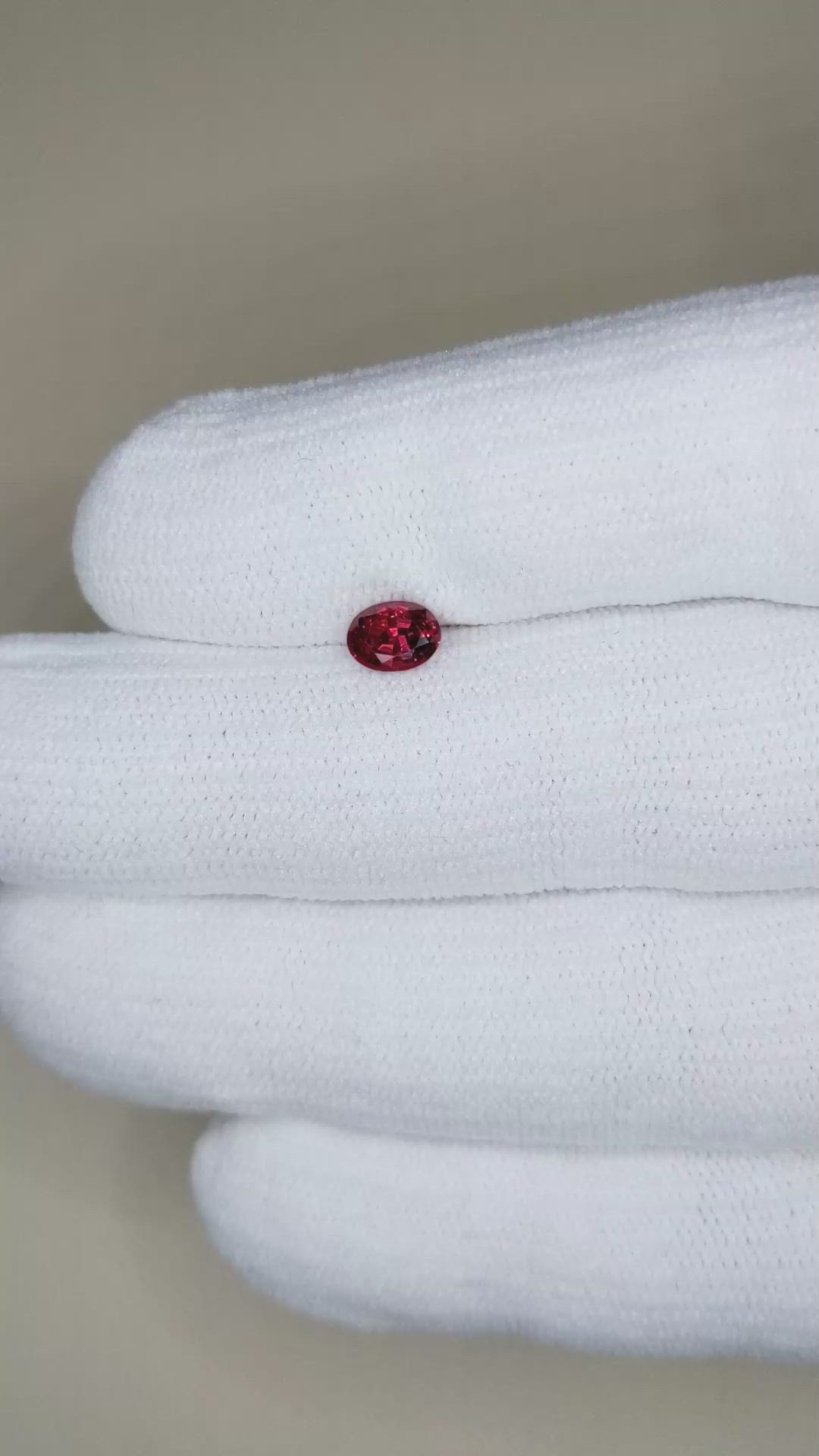 0.61 Ct. Pinkish Red Spinel from Burma (Myanmar) Size Video