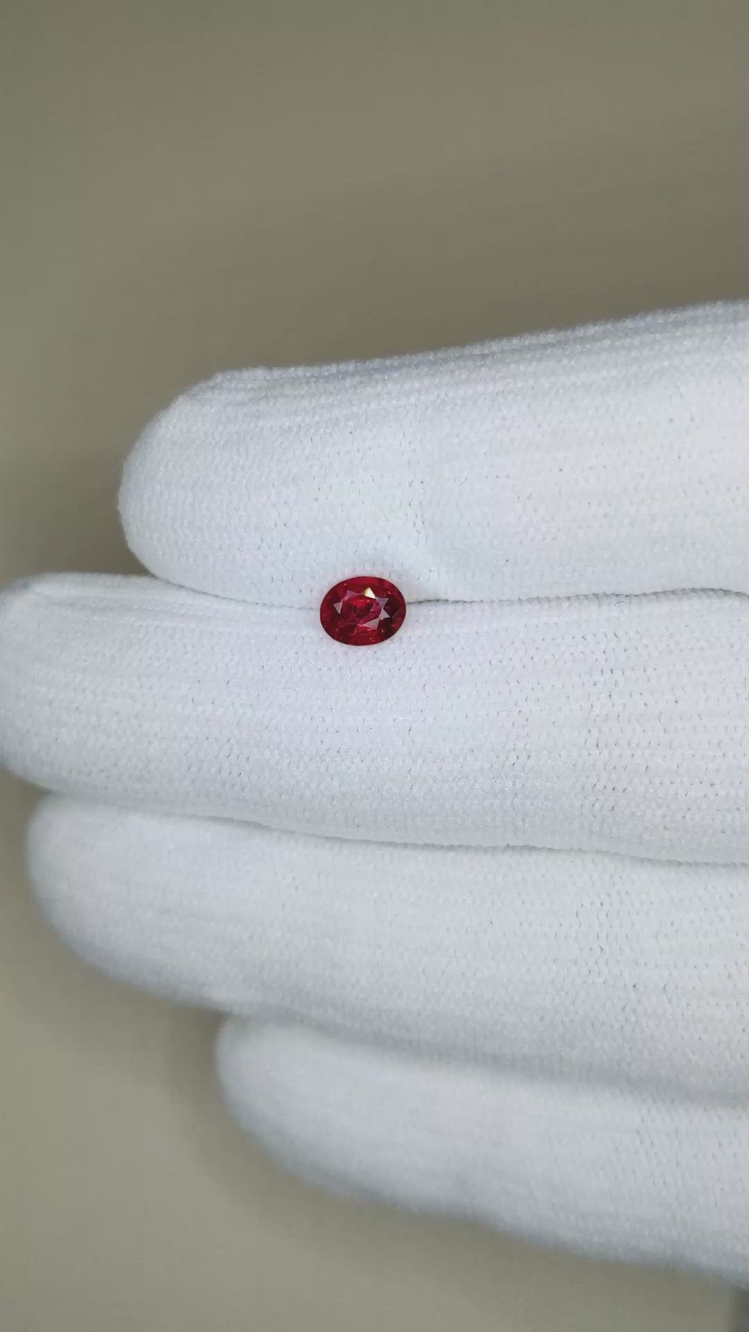 0.64 Ct. Red Spinel from Burma (Myanmar) Size Video