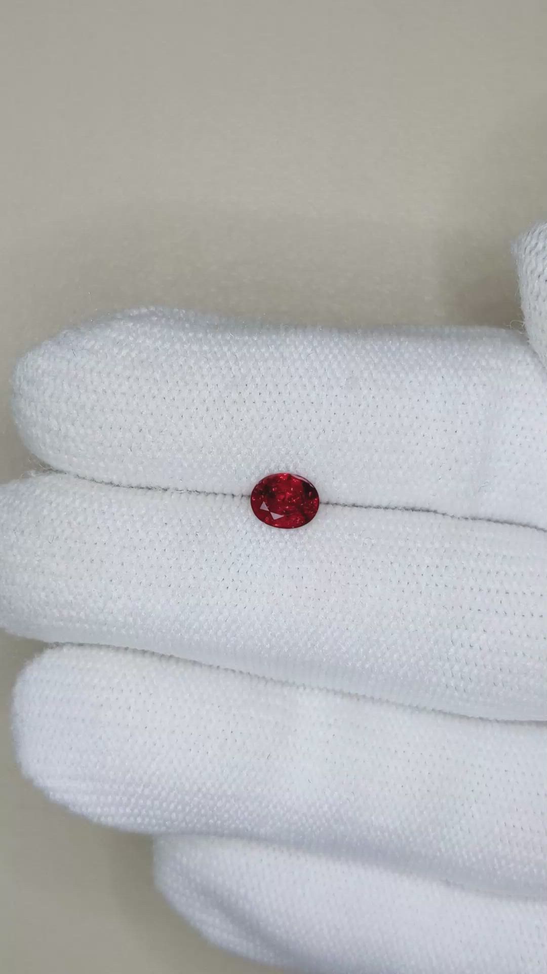 0.69 Ct. Red Spinel from Burma (Myanmar) Size Video