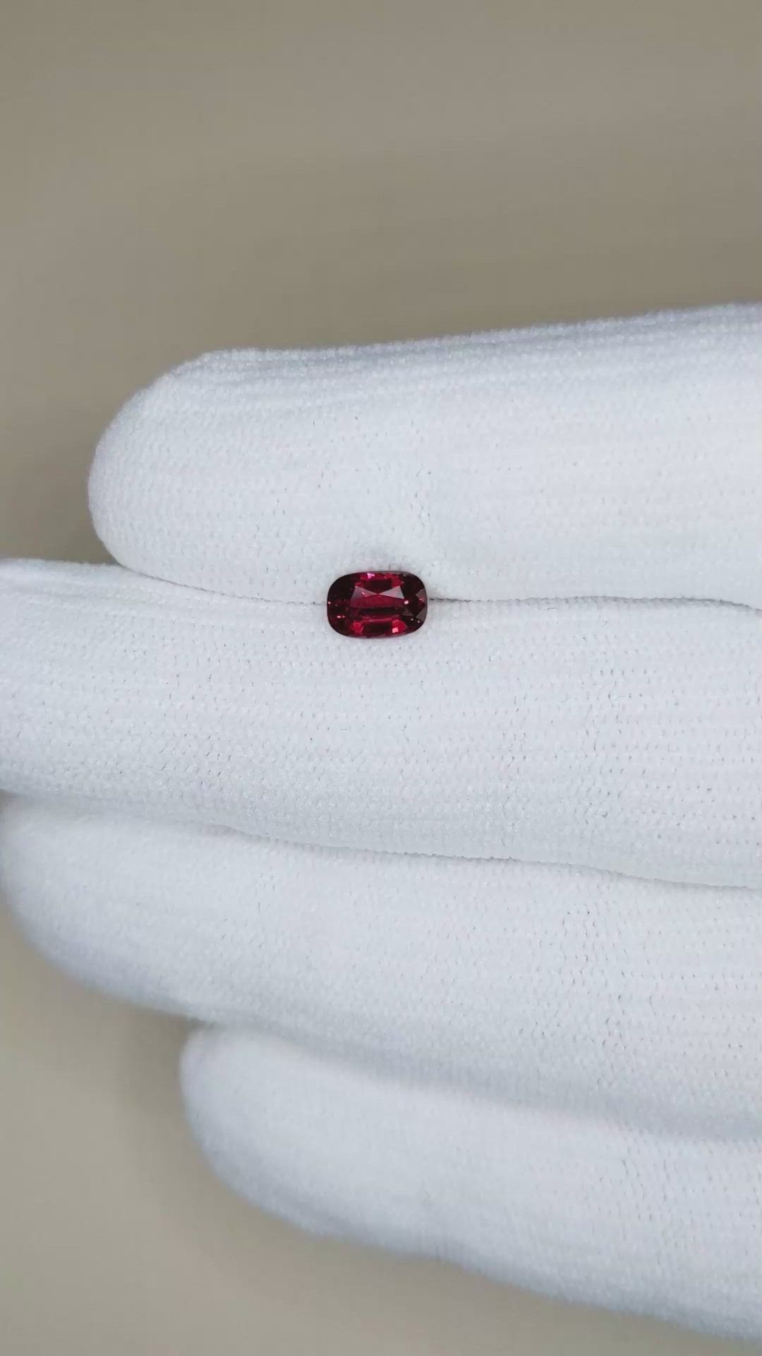 0.75 Ct. Red Spinel from Burma (Myanmar) Size Video