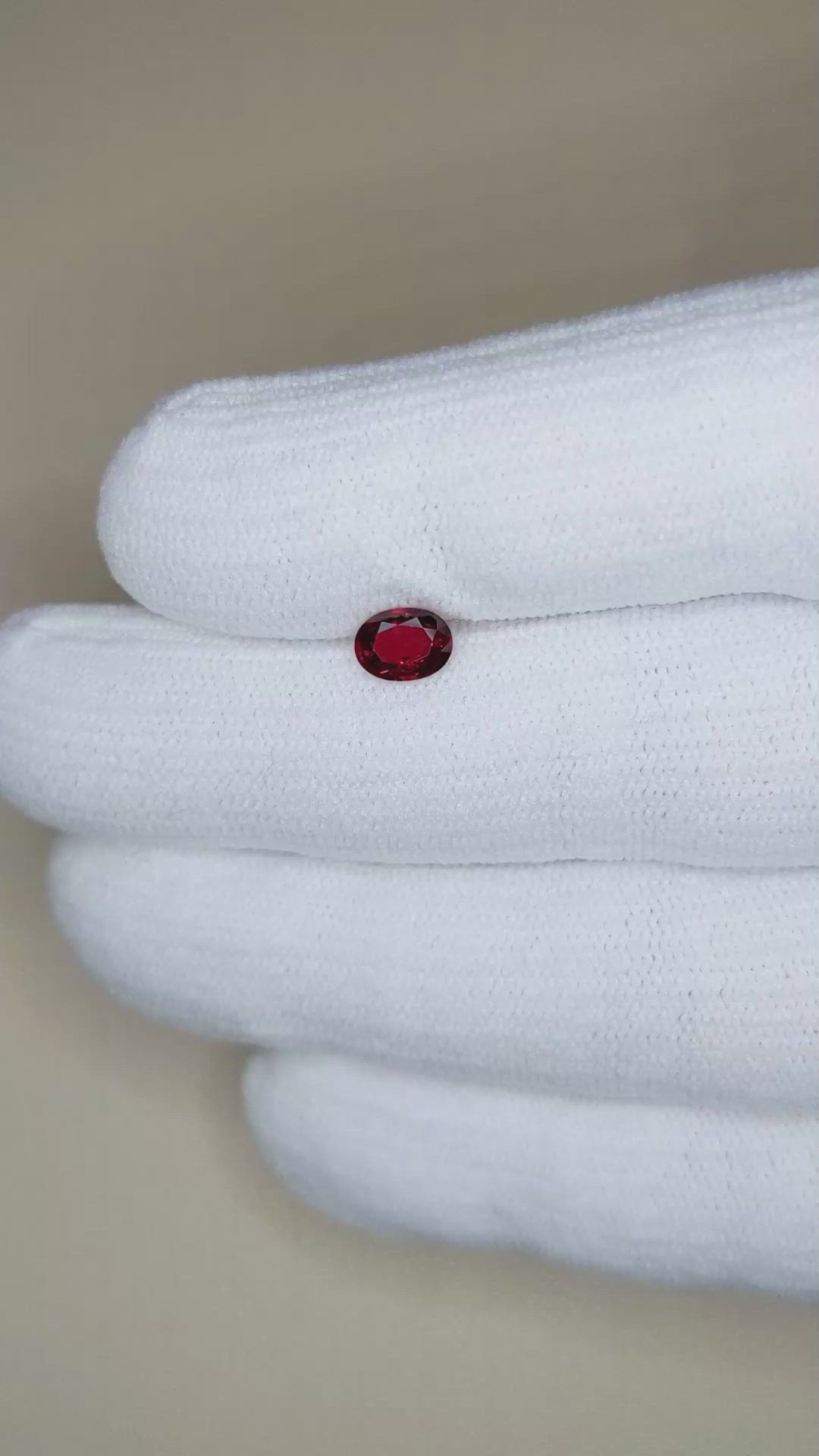 0.65 Ct. Purplish Red Spinel from Burma (Myanmar) Size Video