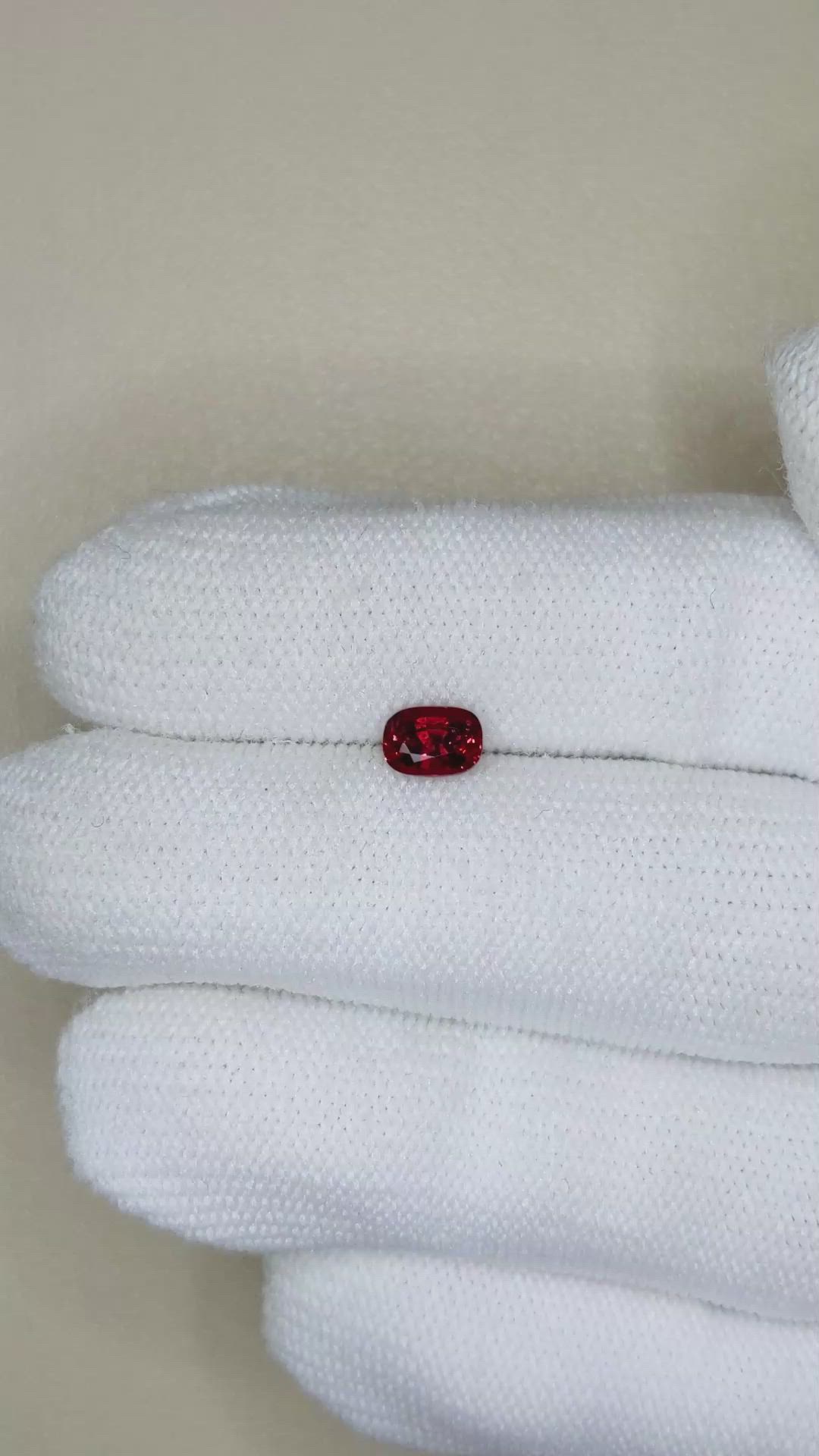 0.81 Ct. Purplish Red Spinel from Burma (Myanmar) Size Video