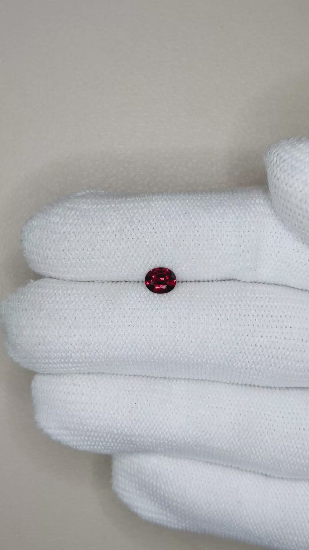 0.45 Ct. Red Spinel from Burma (Myanmar) Size Video