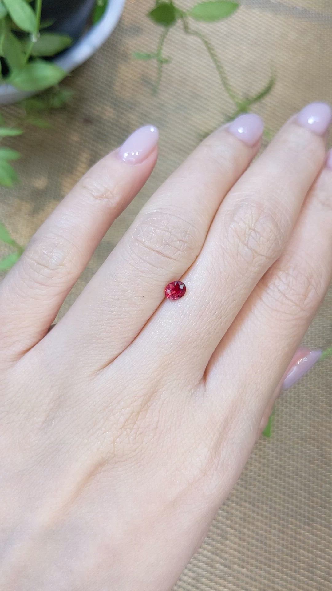 0.40 Ct. Purplish Red Spinel from Burma (Myanmar) Size Video