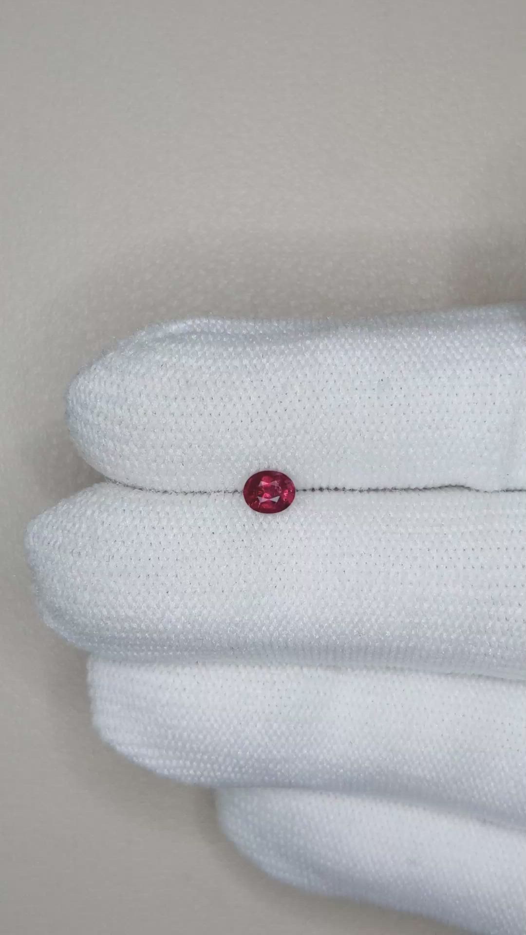 0.40 Ct. Purplish Red Spinel from Burma (Myanmar) Size Video