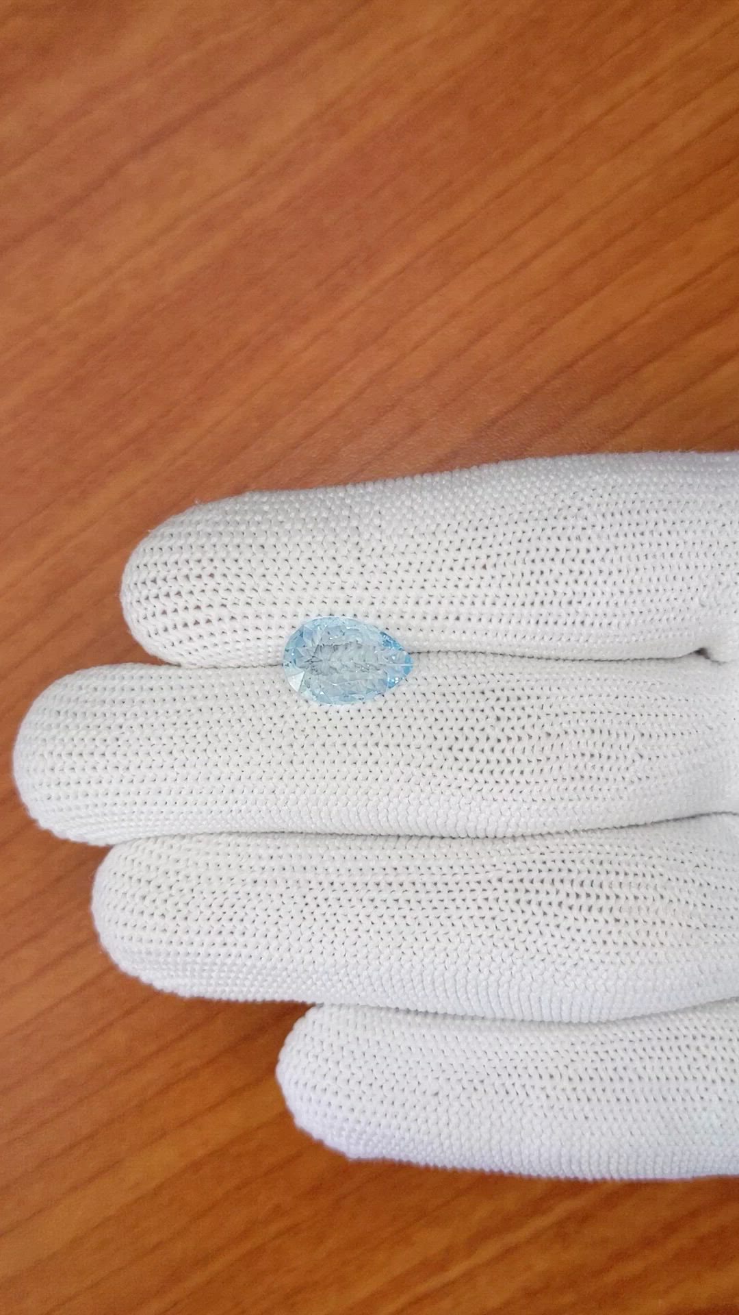 1.70 Ct. Blue Aquamarine from Ceylon (Sri Lanka) Size Video