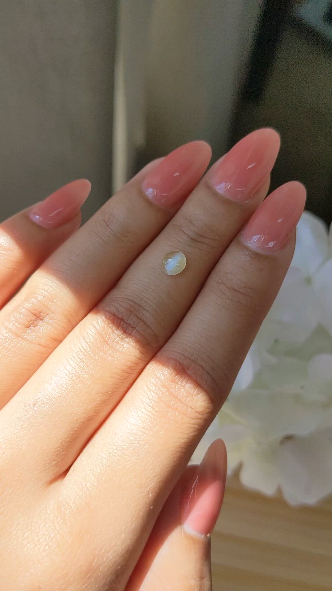 0.50 Ct. Yellowish Green Cabochon Chrysoberyl from Ceylon (Sri Lanka) Size Video