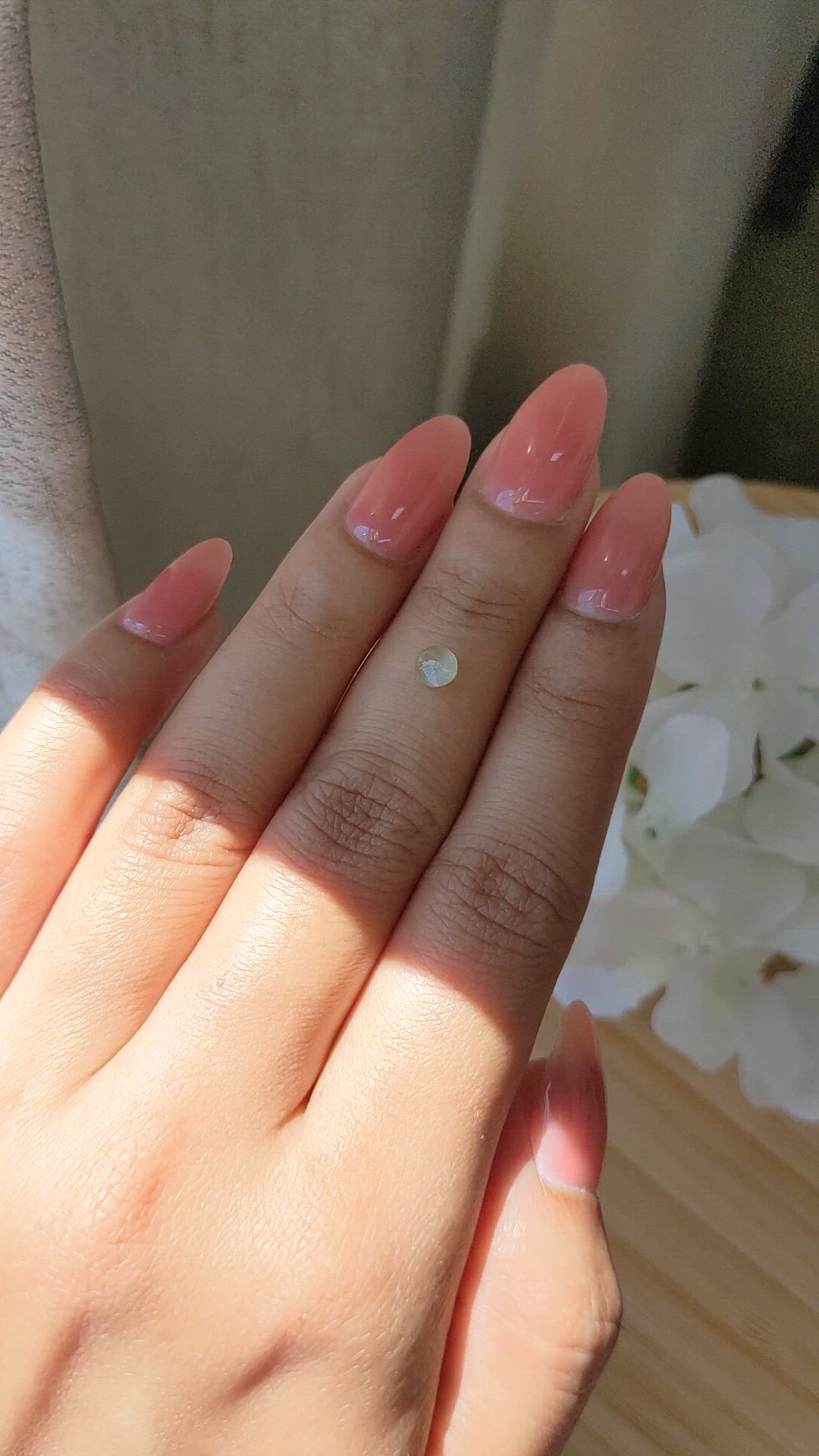 0.57 Ct. Greenish Yellow Cabochon Chrysoberyl from Ceylon (Sri Lanka) Size Video