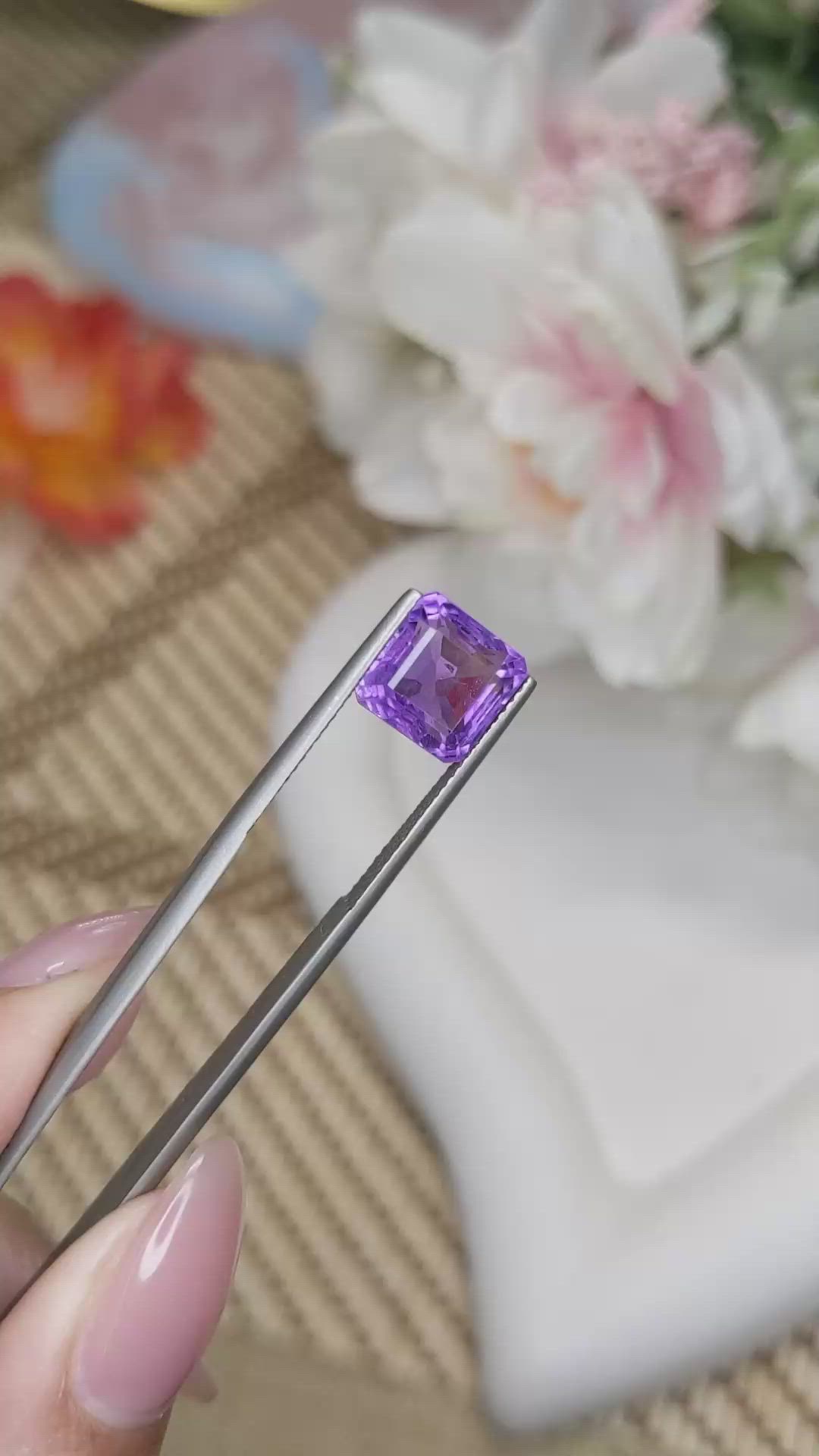 4.81 Ct. Purple Amethyst from Ceylon (Sri Lanka) Size Video
