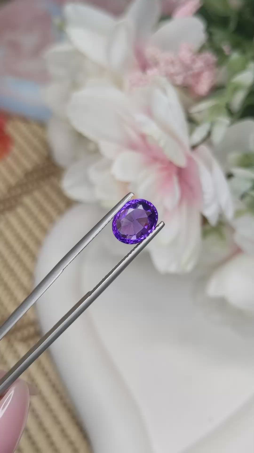 2.66 Ct. Purple Amethyst from Ceylon (Sri Lanka) Size Video