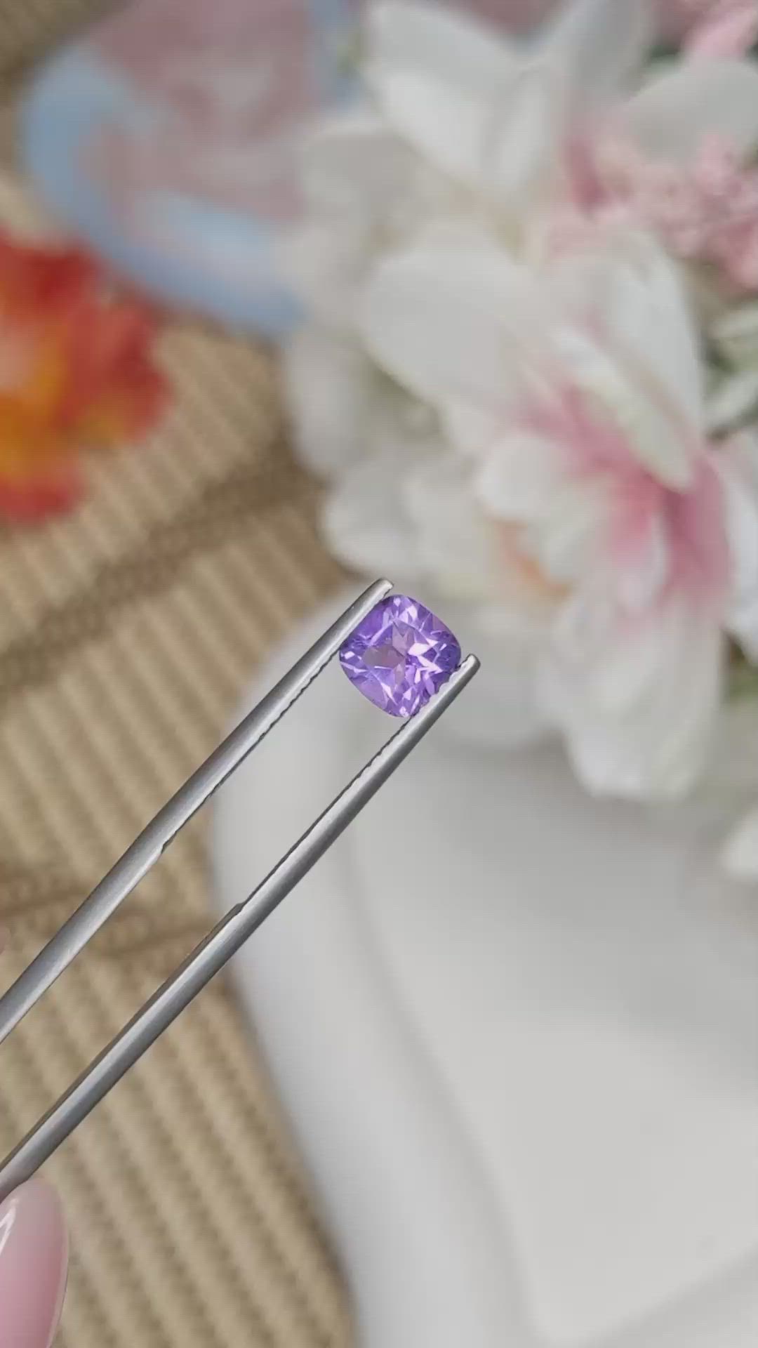 0.95 Ct. Purple Amethyst from Ceylon (Sri Lanka) Size Video