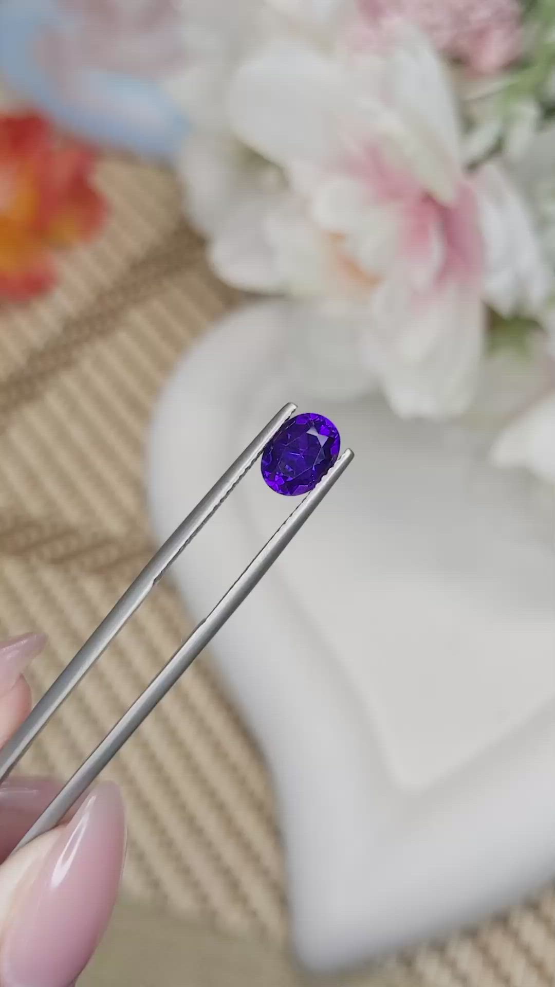 1.43 Ct. Purple Amethyst from Ceylon (Sri Lanka) Size Video