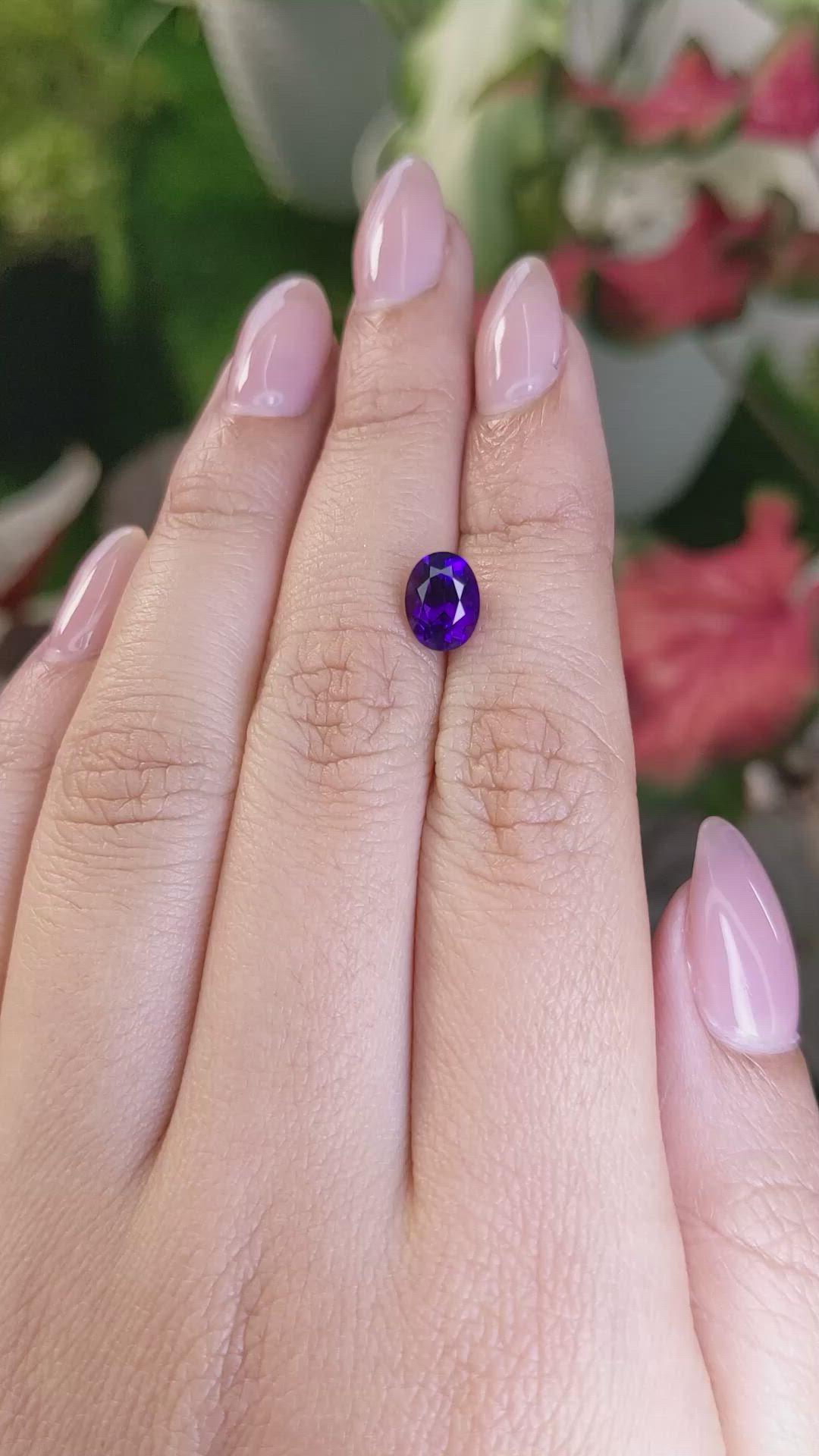 1.43 Ct. Purple Amethyst from Ceylon (Sri Lanka) Size Video