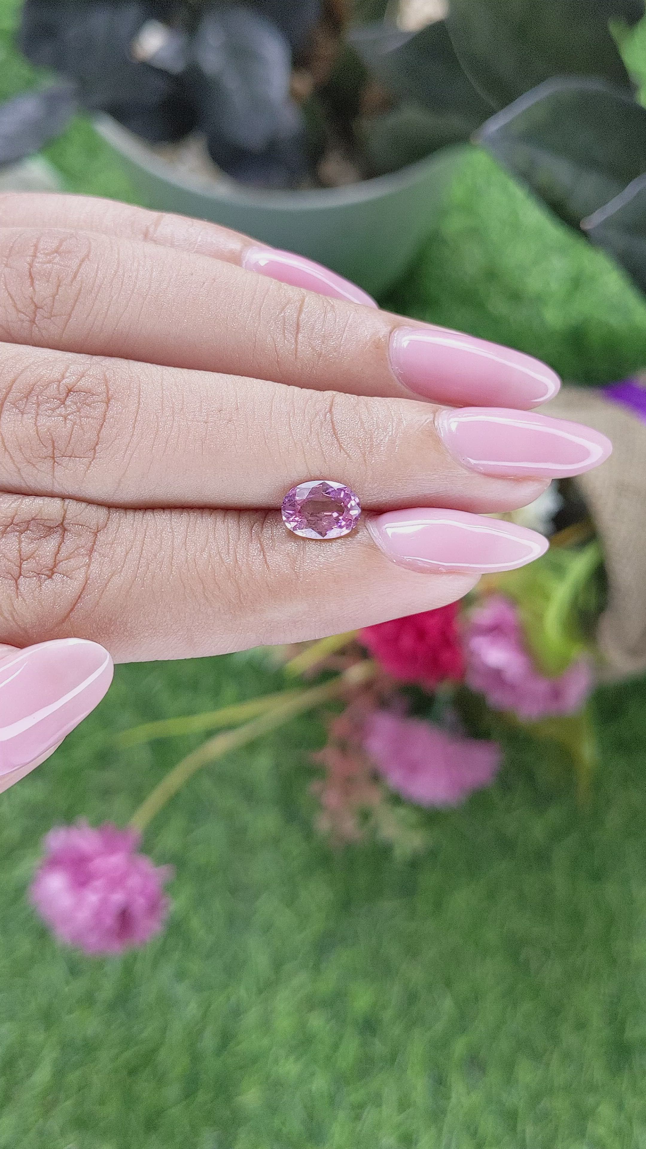1.20 Ct. Purplish Pink Rhodolite Garnet from Ceylon (Sri Lanka) Size Video