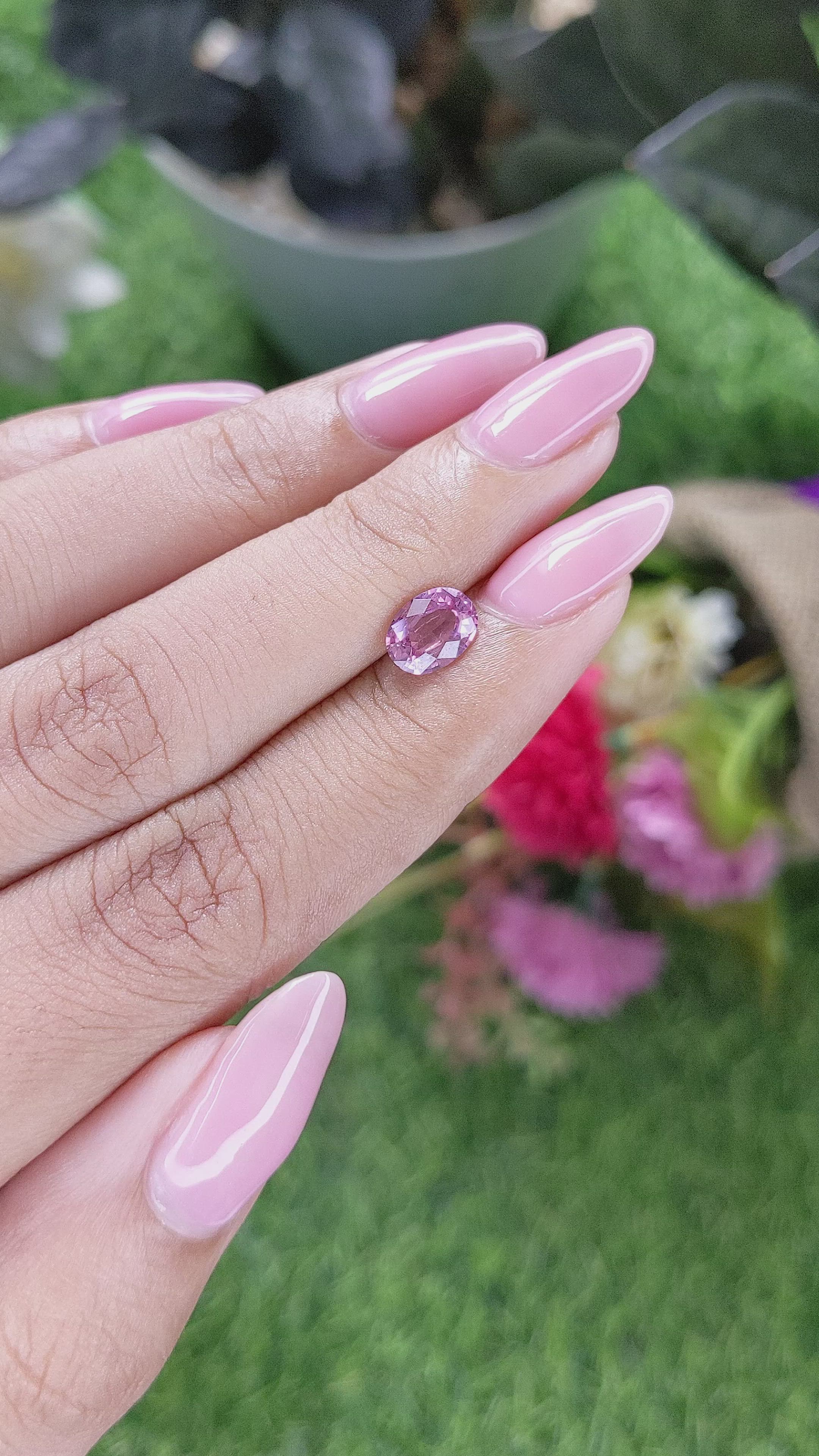 1.20 Ct. Purplish Pink Rhodolite Garnet from Ceylon (Sri Lanka) Size Video