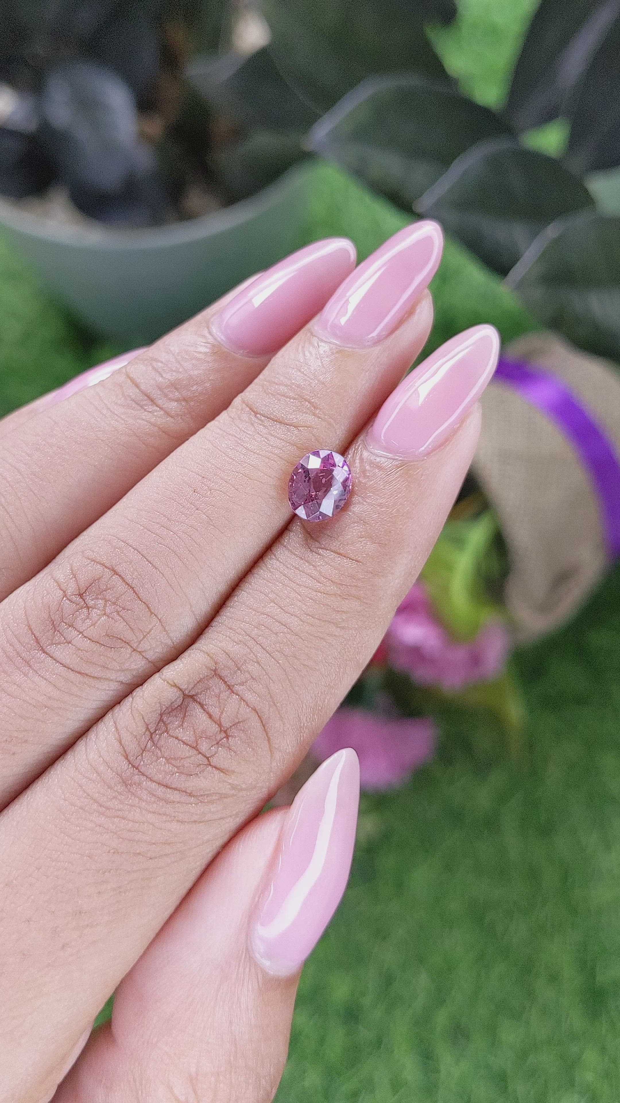 1.53 Ct. Purplish Pink Rhodolite Garnet from Ceylon (Sri Lanka) Size Video