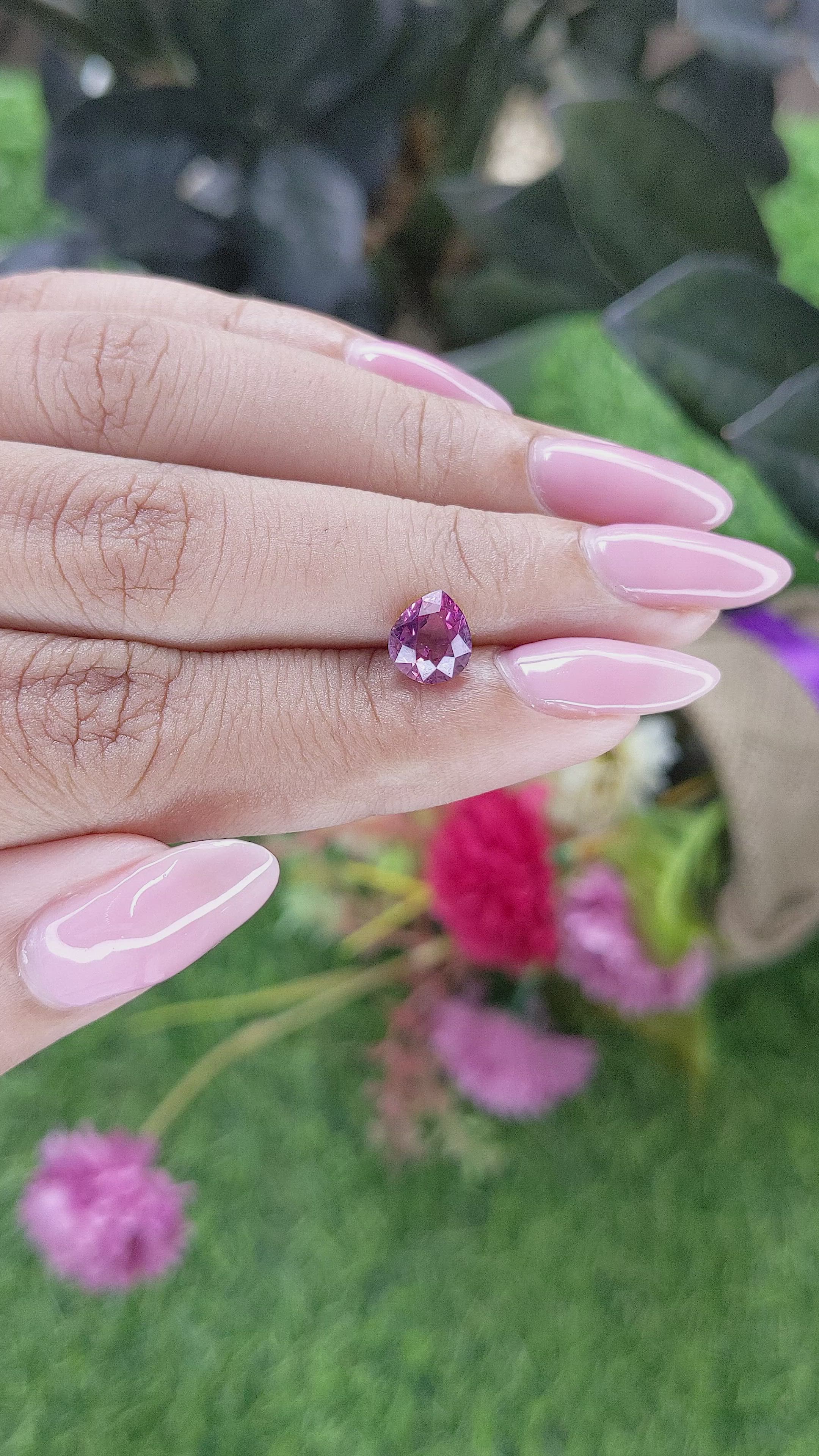 1.65 Ct. Purplish Pink Rhodolite Garnet from Ceylon (Sri Lanka) Size Video