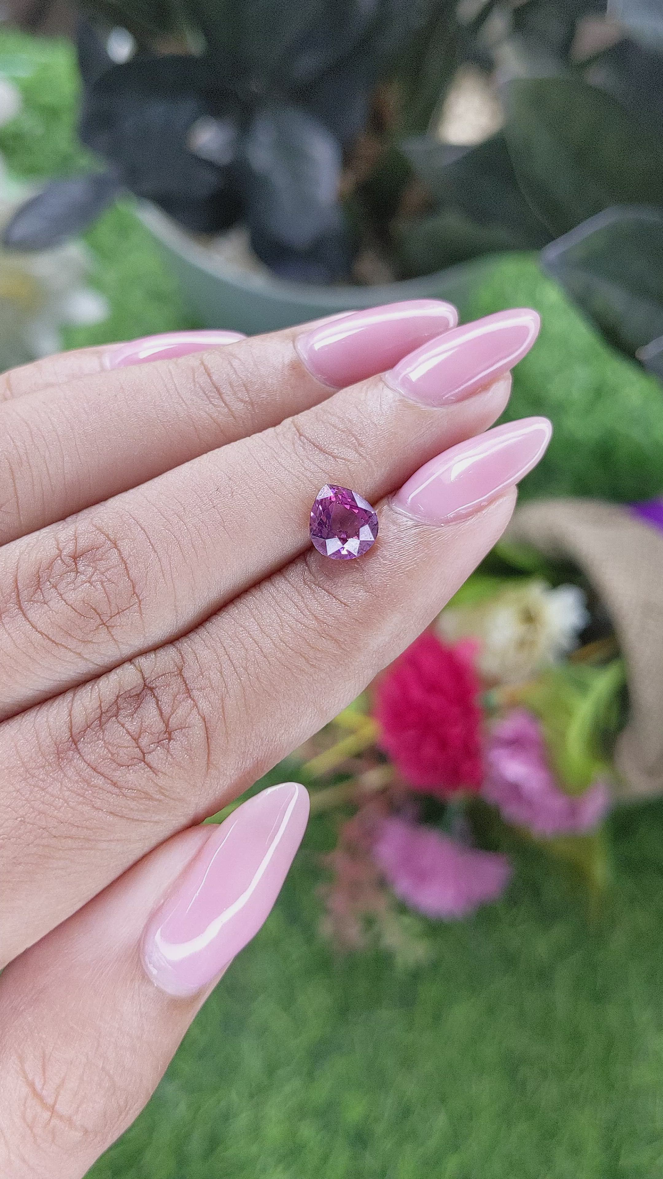 1.65 Ct. Purplish Pink Rhodolite Garnet from Ceylon (Sri Lanka) Size Video
