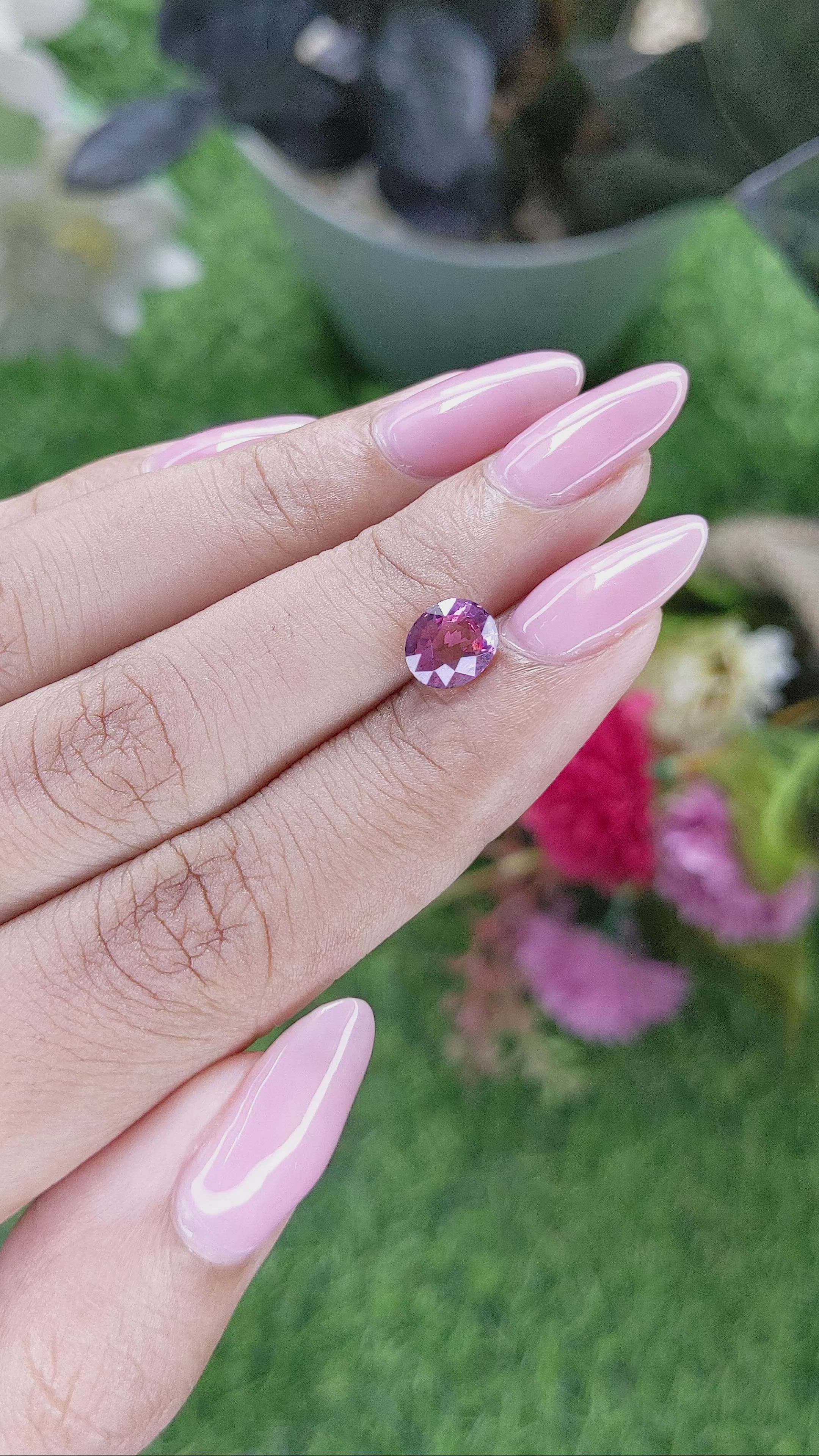 1.55 Ct. Purplish Pink Rhodolite Garnet from Ceylon (Sri Lanka) Size Video