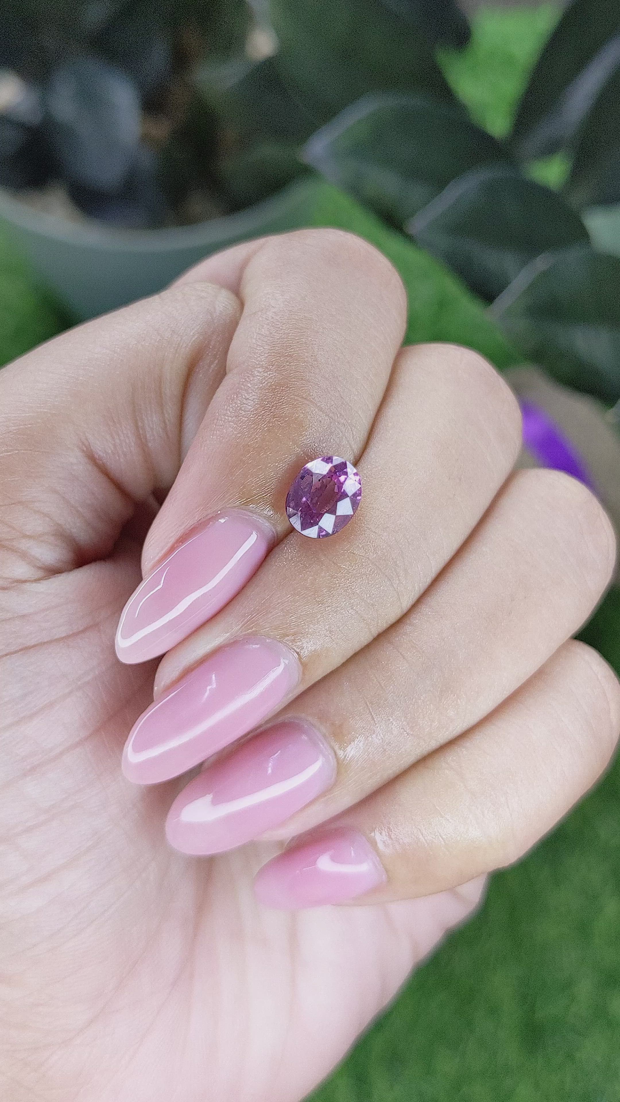 1.80 Ct. Purplish Pink Rhodolite Garnet from Ceylon (Sri Lanka) Size Video