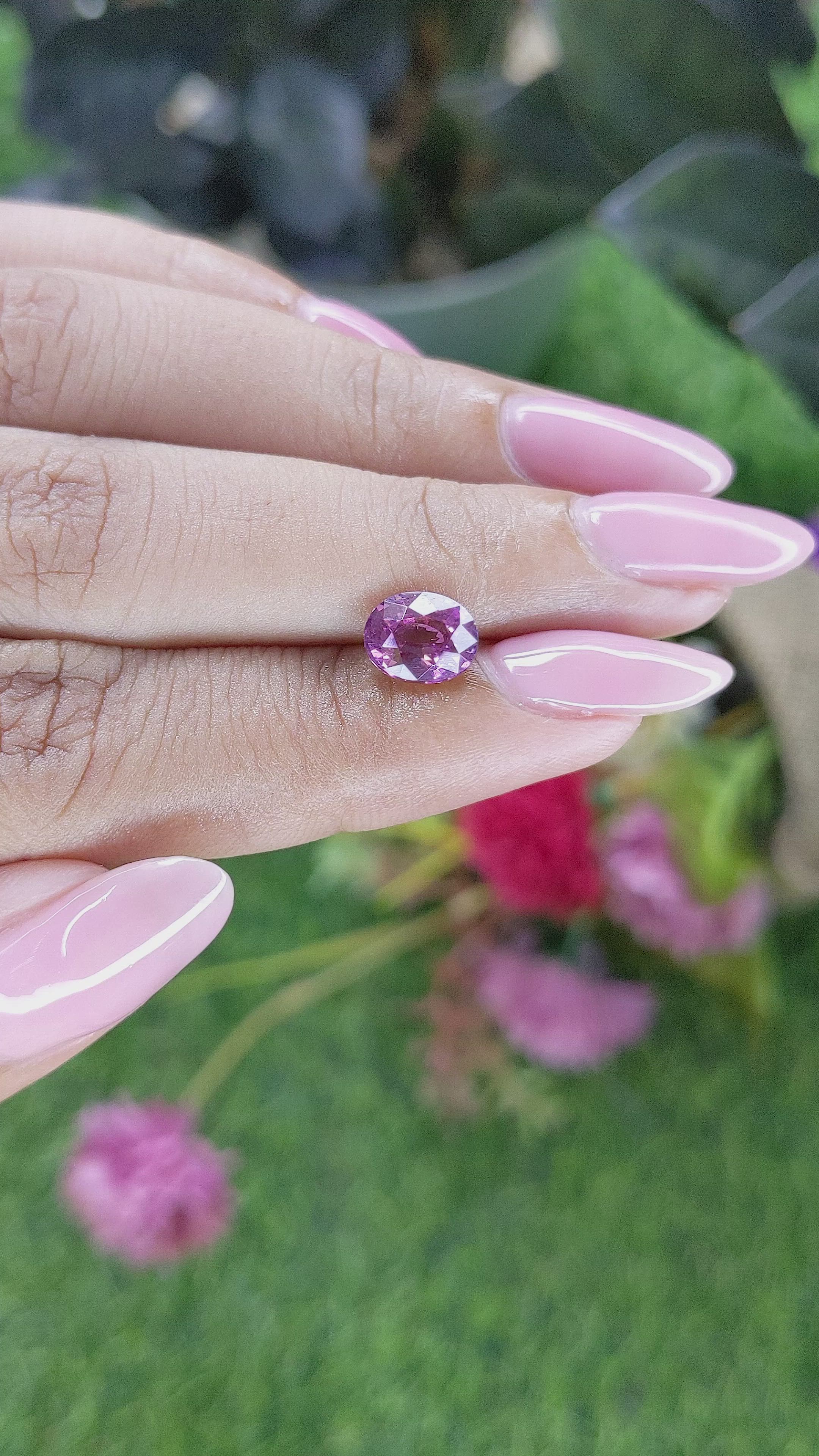 1.80 Ct. Purplish Pink Rhodolite Garnet from Ceylon (Sri Lanka) Size Video