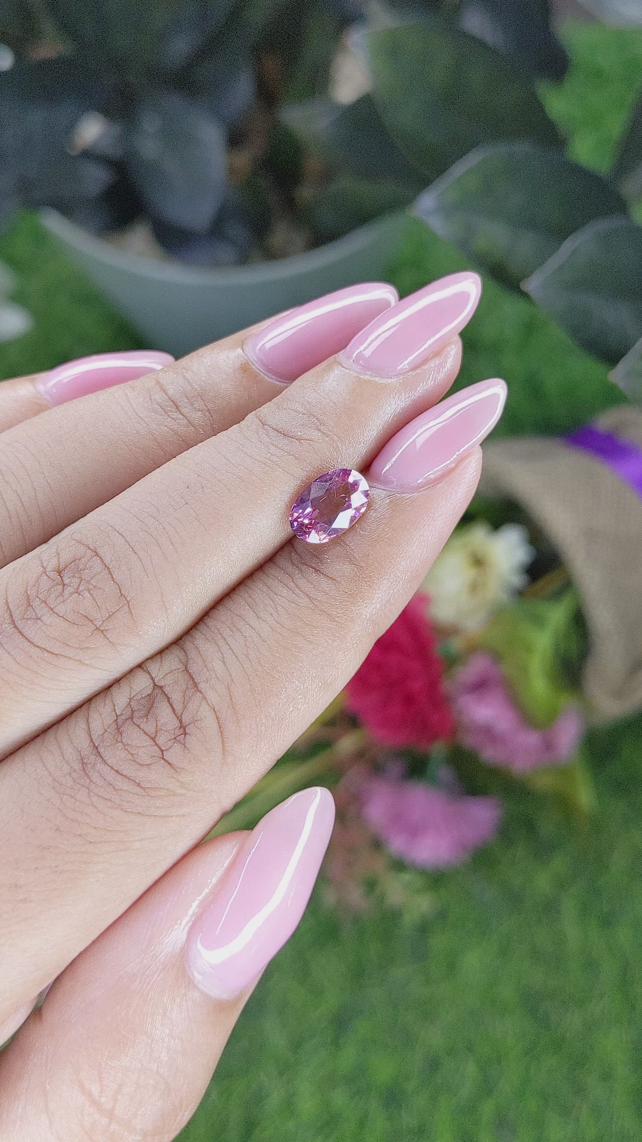 1.74 Ct. Purplish Pink Rhodolite Garnet from Ceylon (Sri Lanka) Size Video
