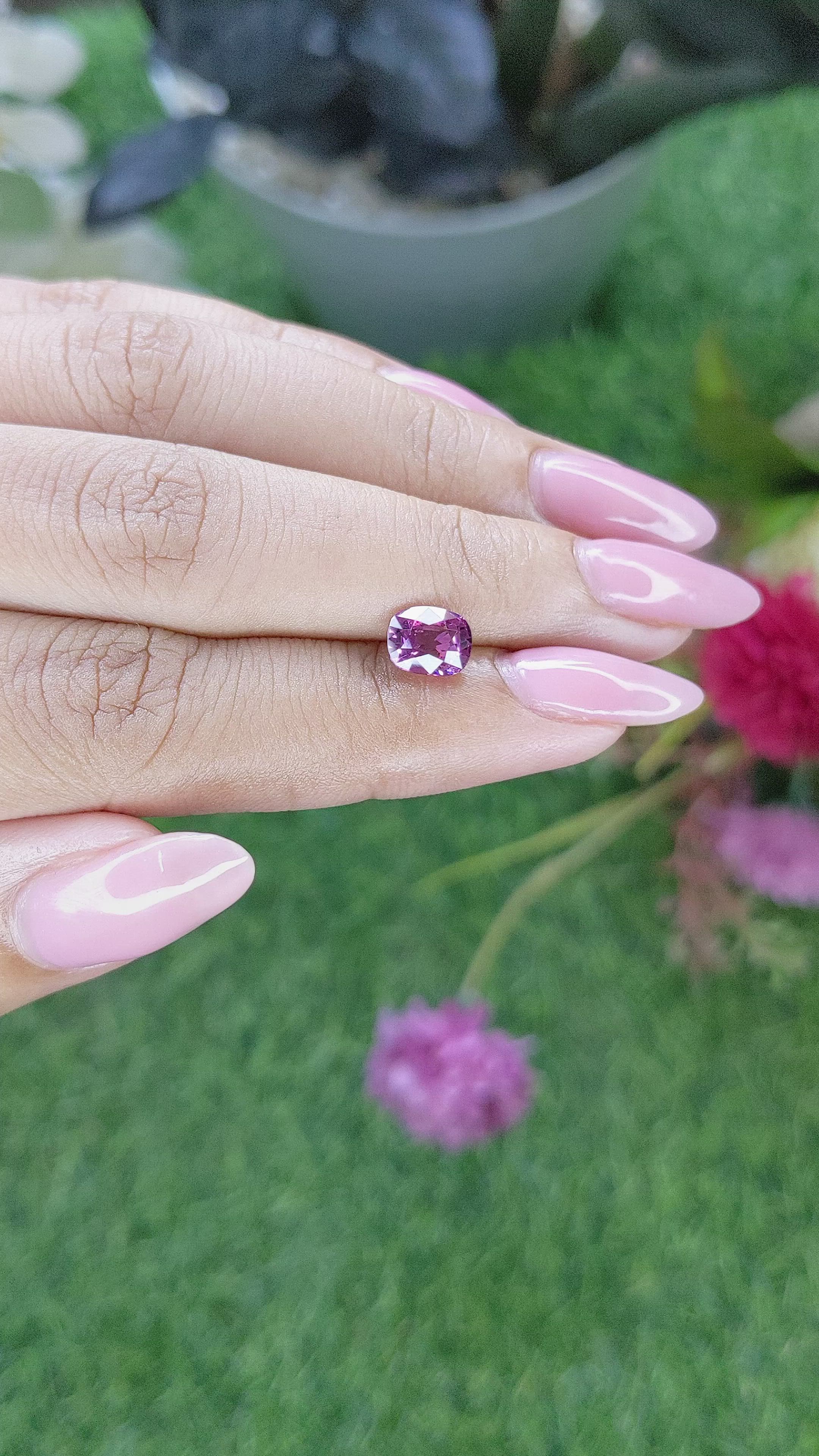 1.52 Ct. Purplish Pink Rhodolite Garnet from Ceylon (Sri Lanka) Size Video