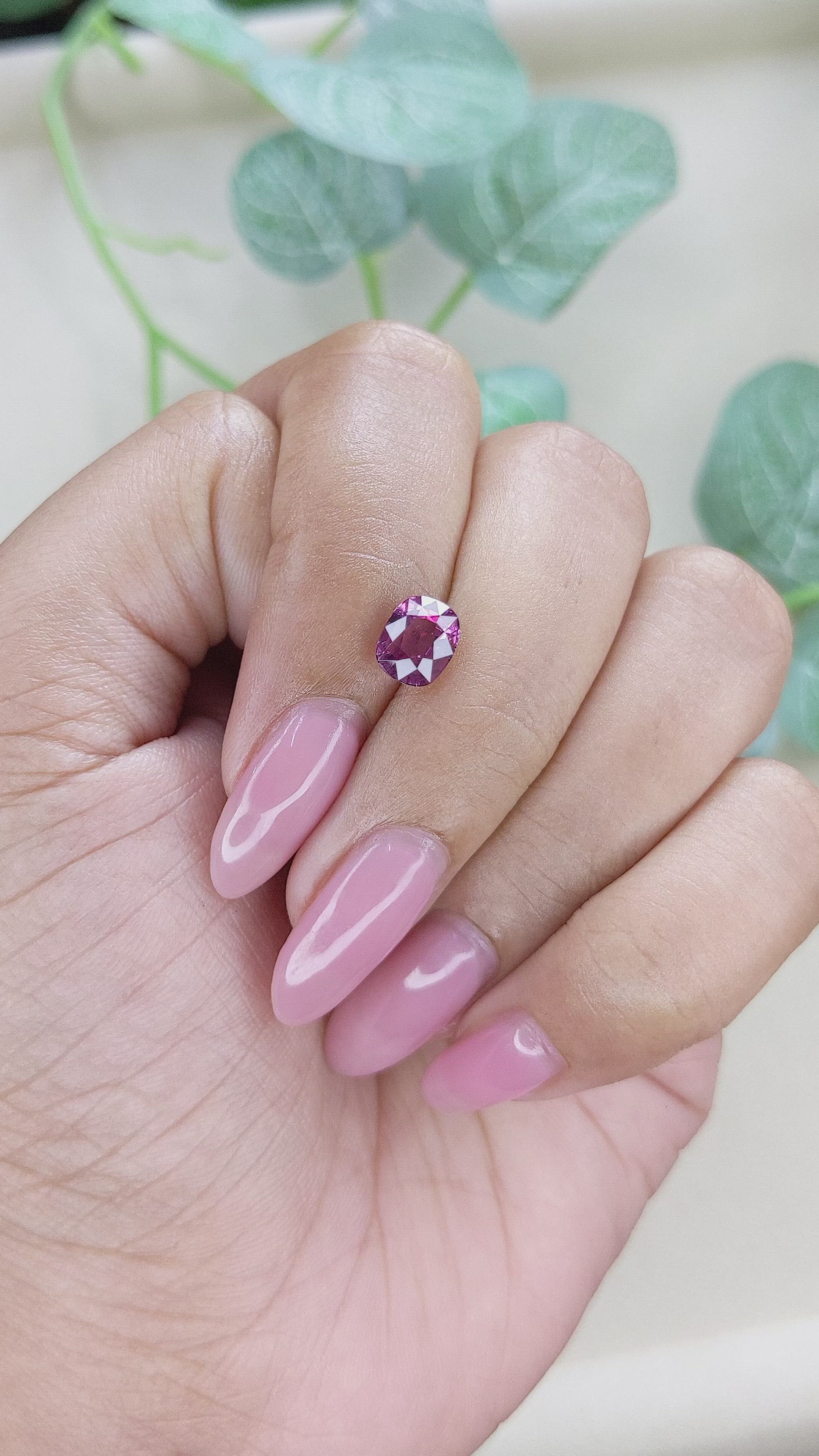 1.52 Ct. Purplish Pink Rhodolite Garnet from Ceylon (Sri Lanka) Size Video