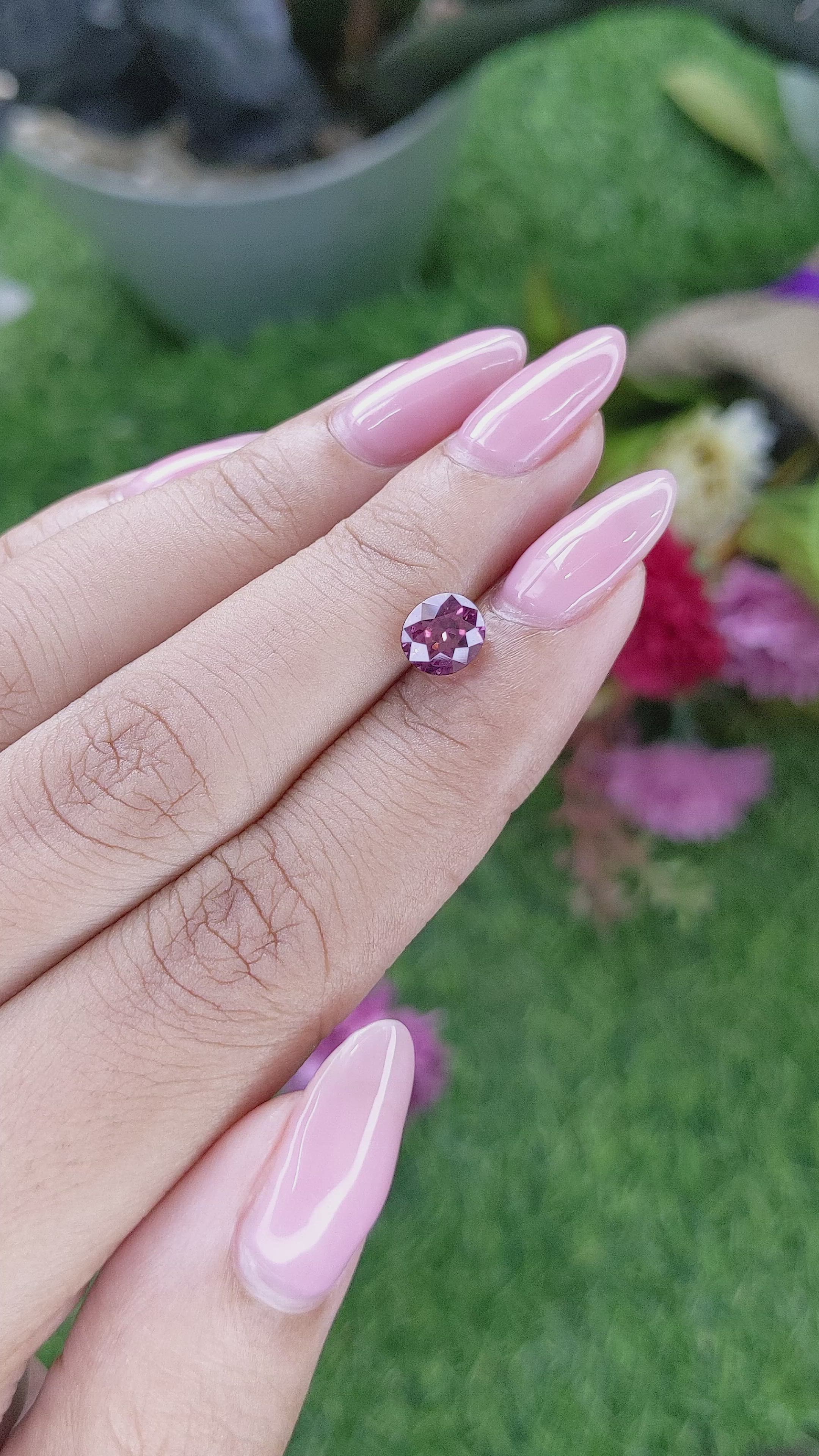 1.64 Ct. Purplish Pink Rhodolite Garnet from Ceylon (Sri Lanka) Size Video